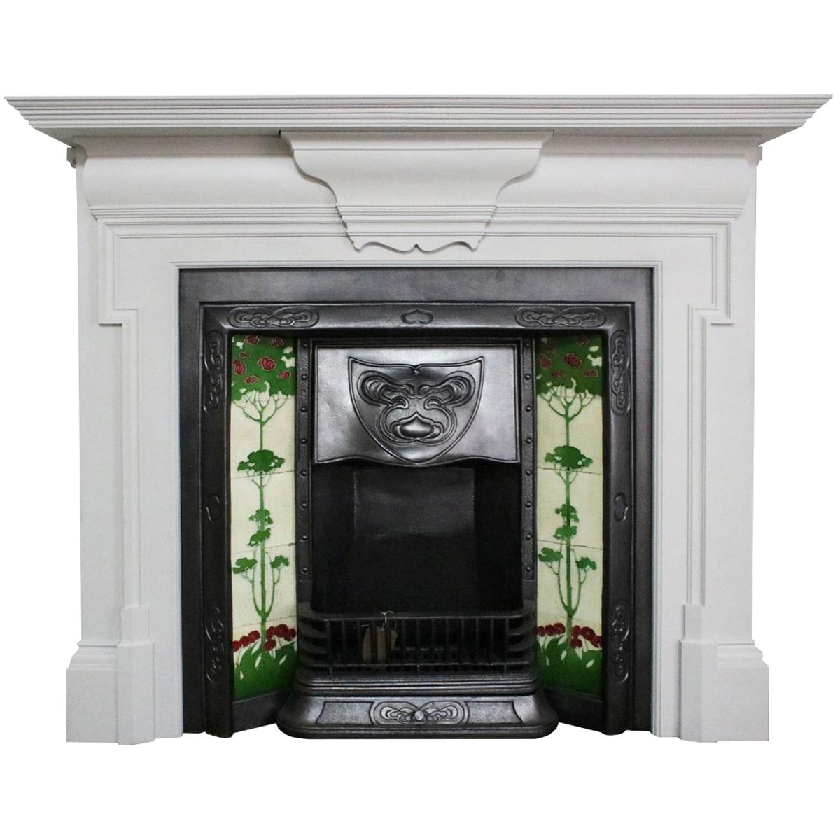 Antique Painted Edwardian Cast Iron Fire Surround in the Georgian Manner