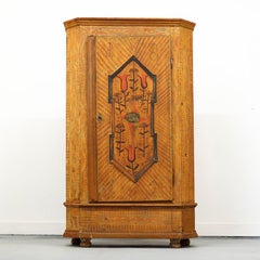 Antique Painted Folk Art Farmhouse Bridal Cabinet 1815