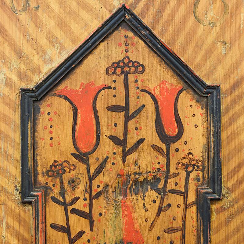 Antique Painted Folk Art Farmhouse Bridal Cabinet 1815 Arte popular en venta