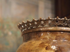 Antique Painted French Barbotine Vase by Theodore Lefront, circa 1880