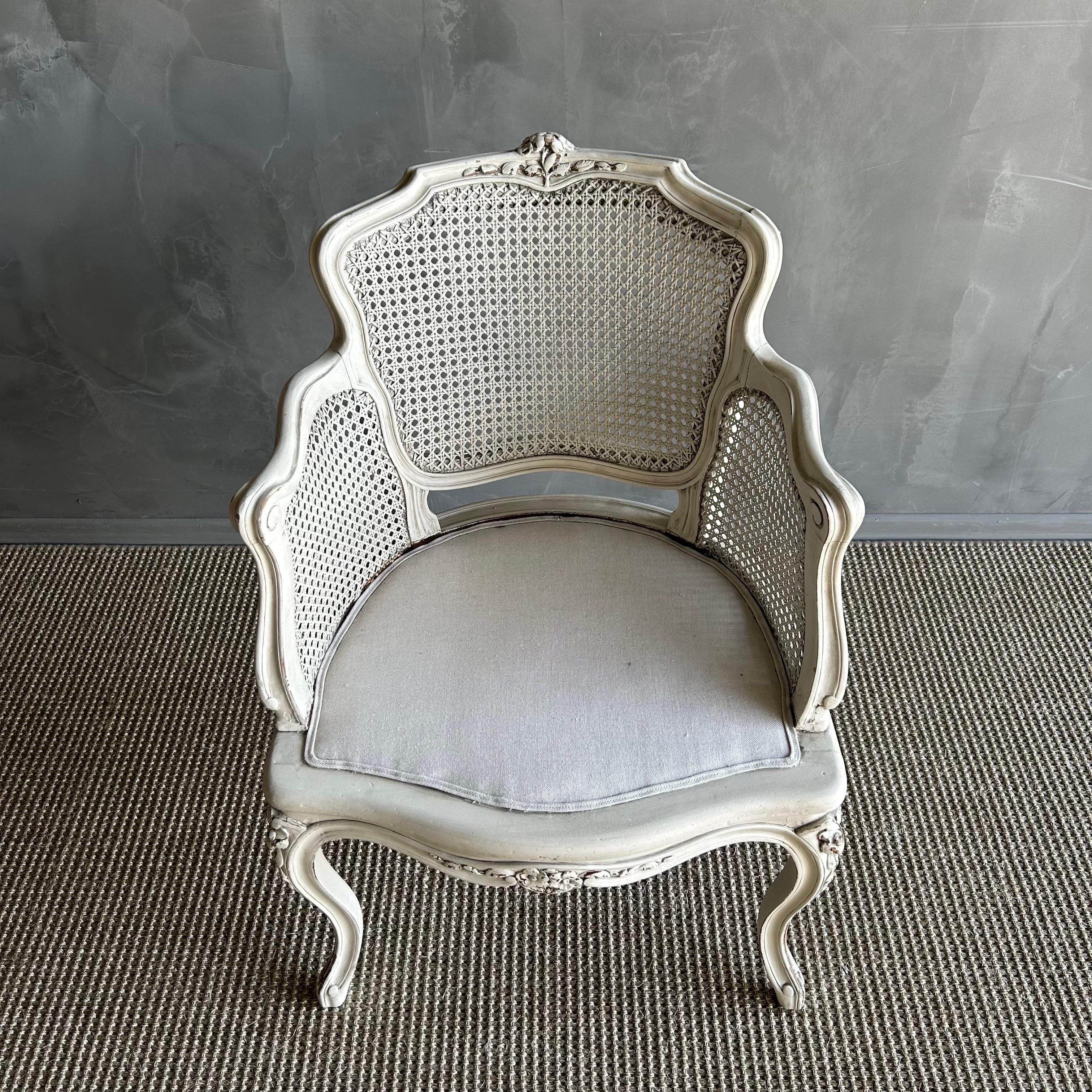 19th Century Antique Painted French Cane Chair