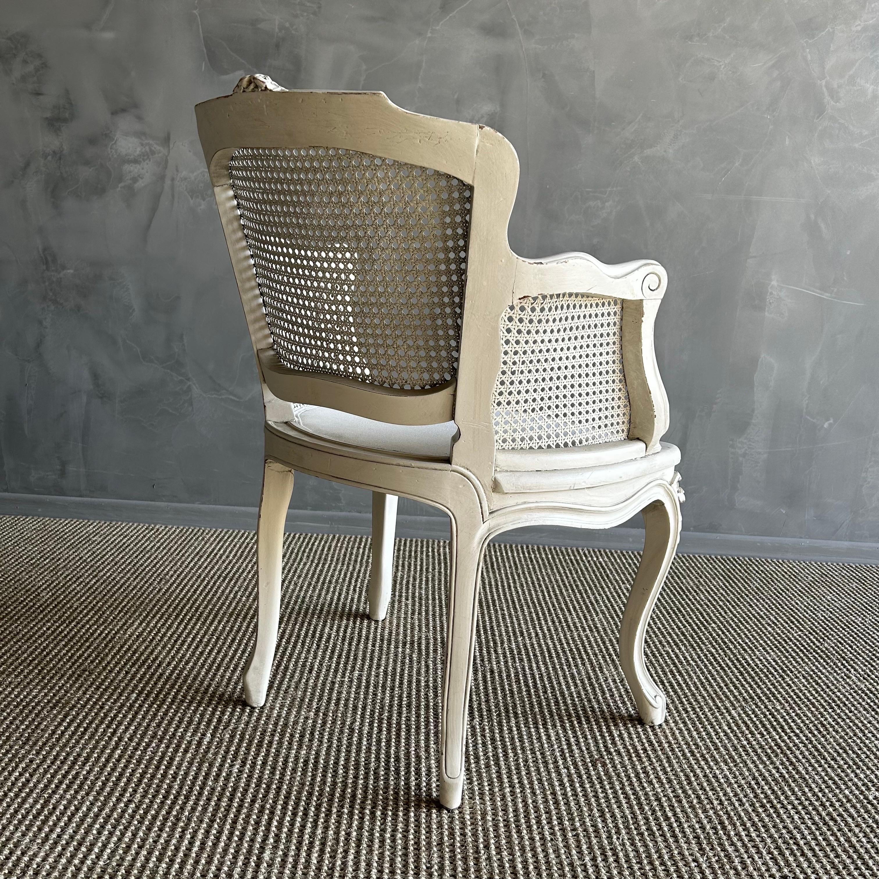 Antique Painted French Cane Chair 3