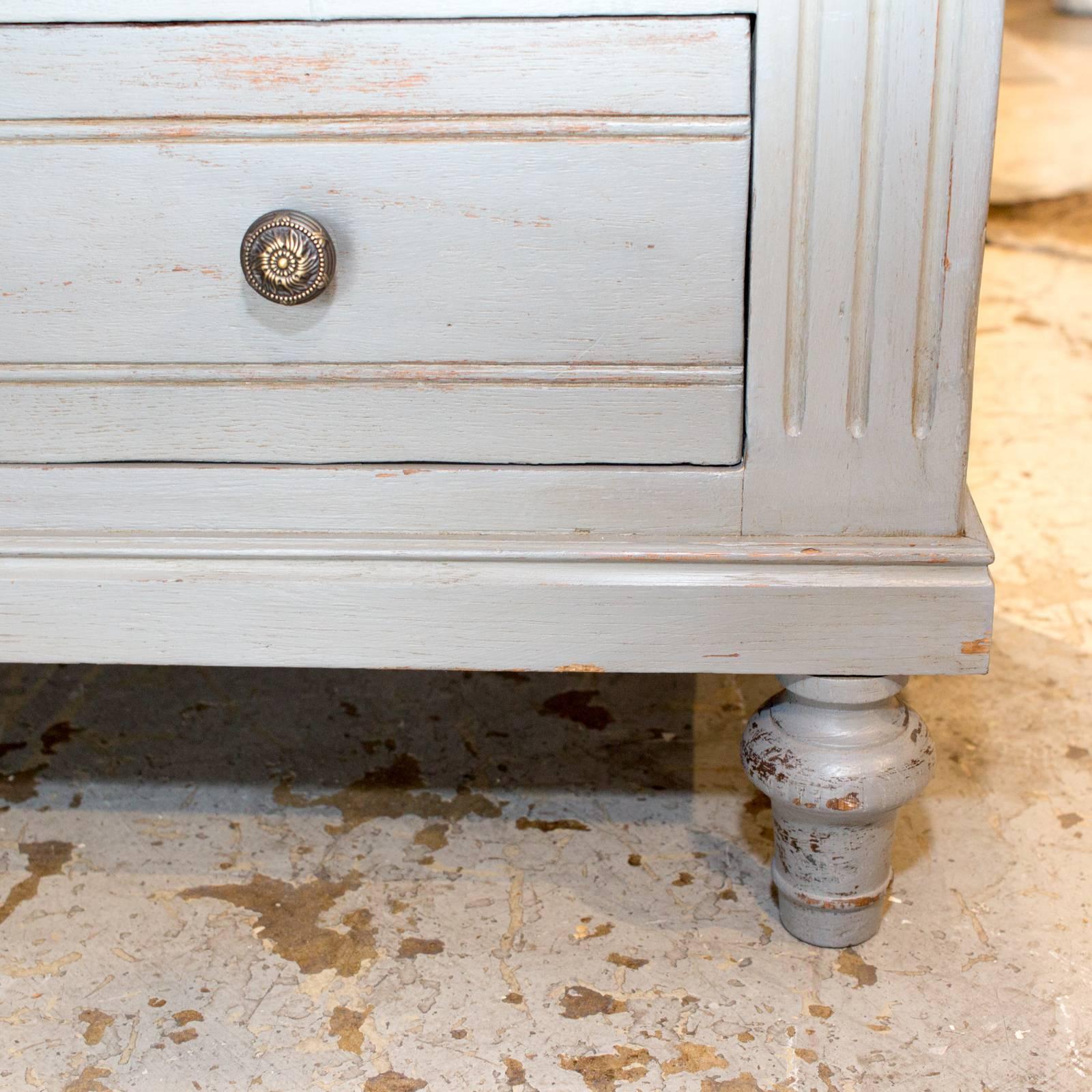 Antique Painted French Empire Chest of Drawers in French Blue 3