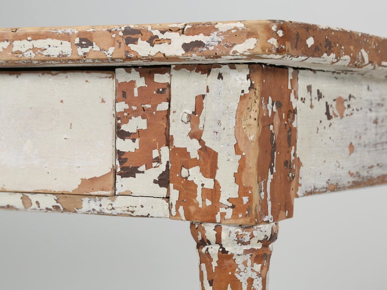 Antique Painted French Side Table or End Table in Old Distressed Paint, C1900 For Sale 2