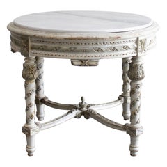 Antique Painted French Style Center Table in the Louis XVI Style with Marble Top