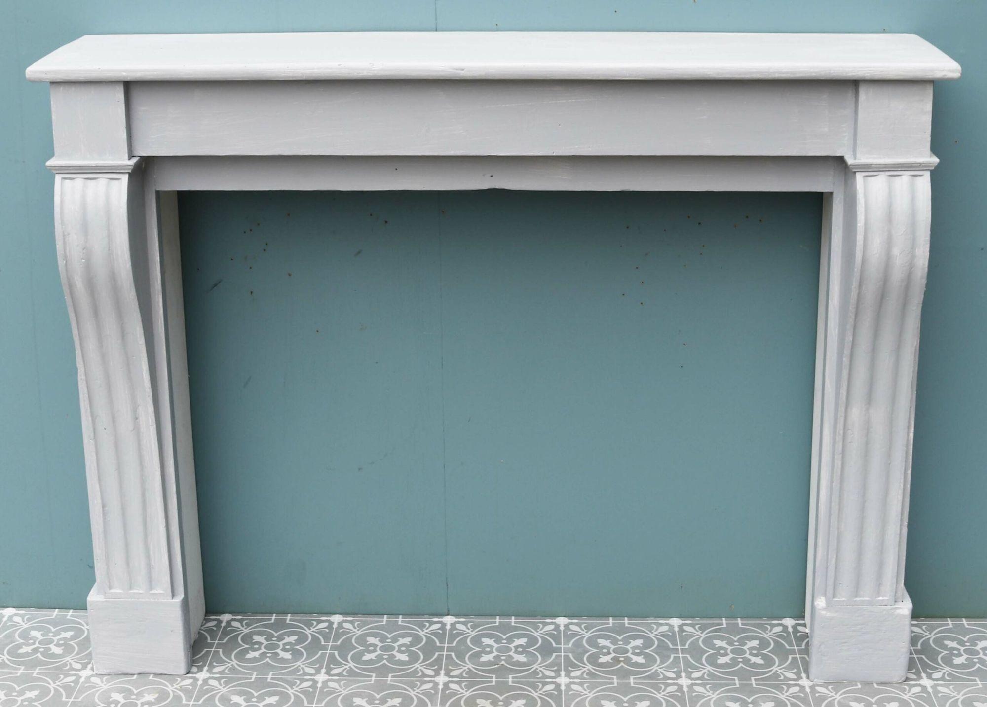 Antique Painted French Timber Fire Mantel In Fair Condition For Sale In Wormelow, Herefordshire