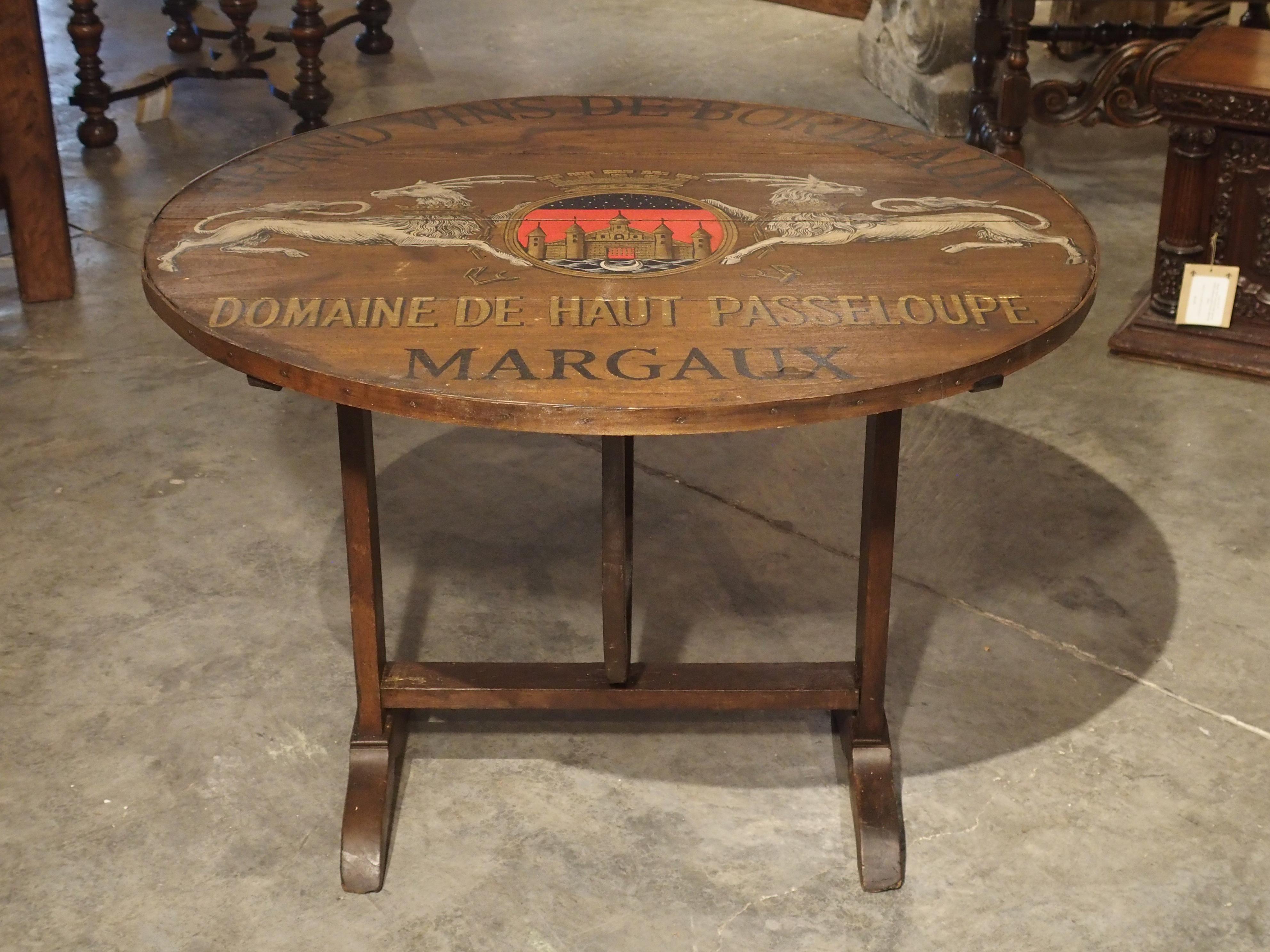 Antique Painted French Wine Tasting Table, “Grand Vins de Bordeaux” 10