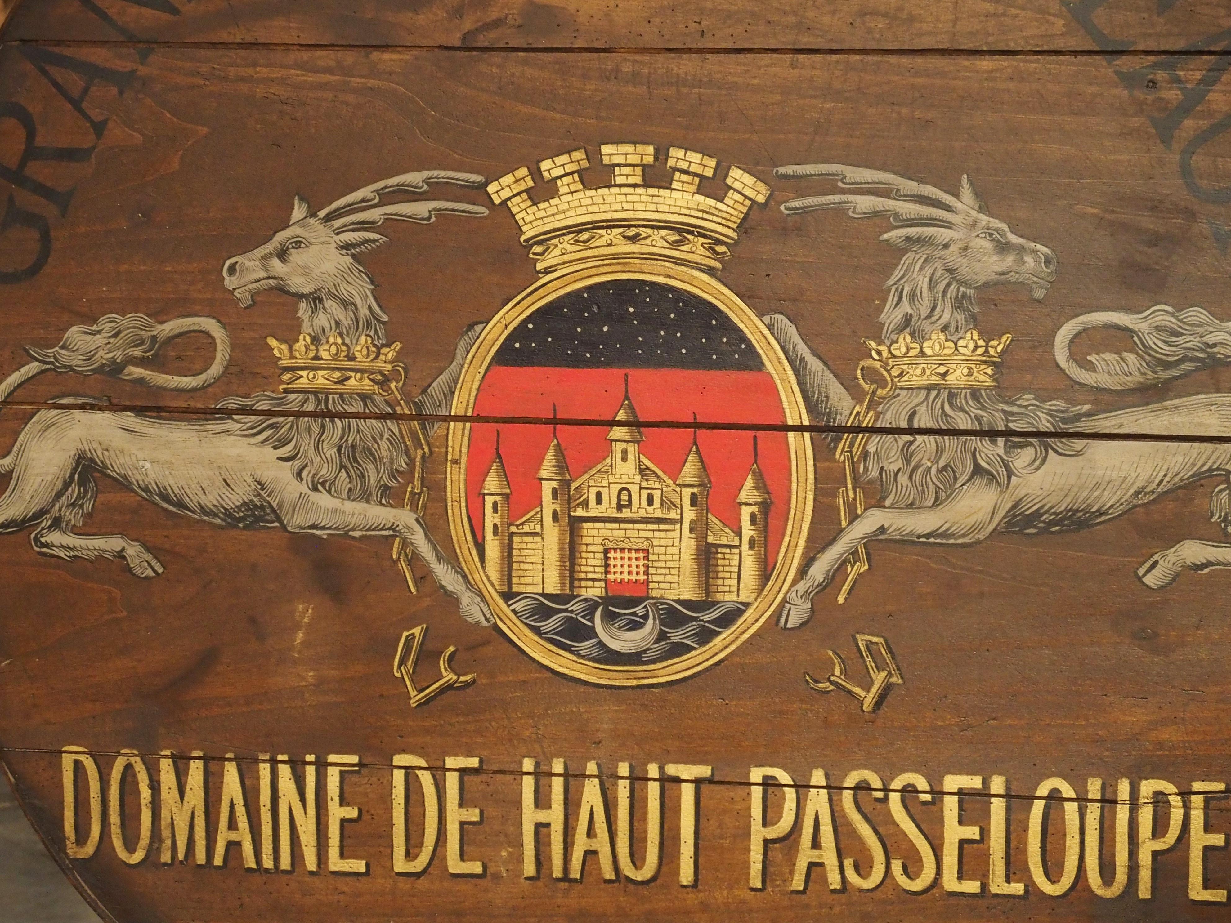 Wood Antique Painted French Wine Tasting Table, “Grand Vins de Bordeaux”