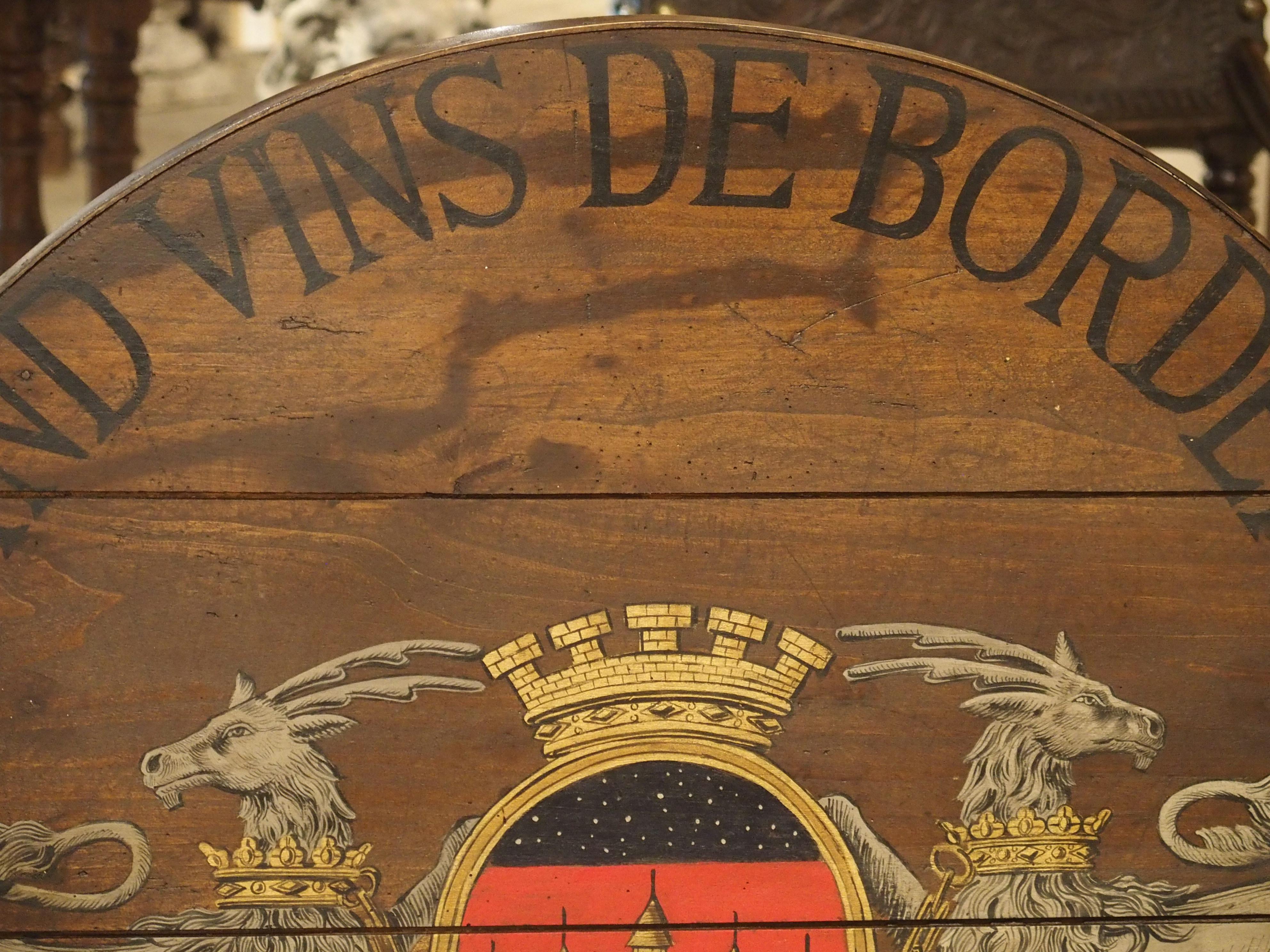 Antique Painted French Wine Tasting Table, “Grand Vins de Bordeaux” 1