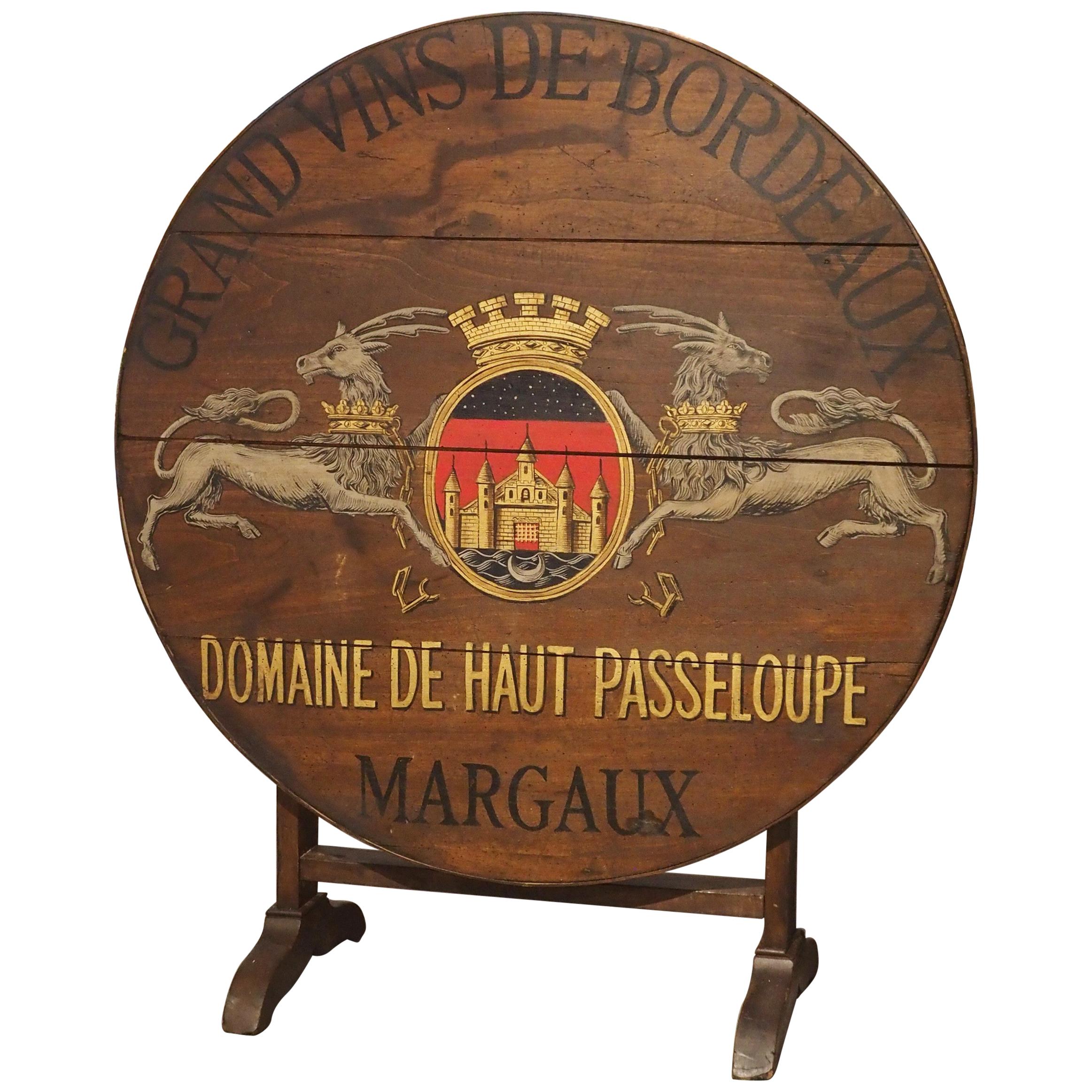 Antique Painted French Wine Tasting Table, “Grand Vins de Bordeaux”