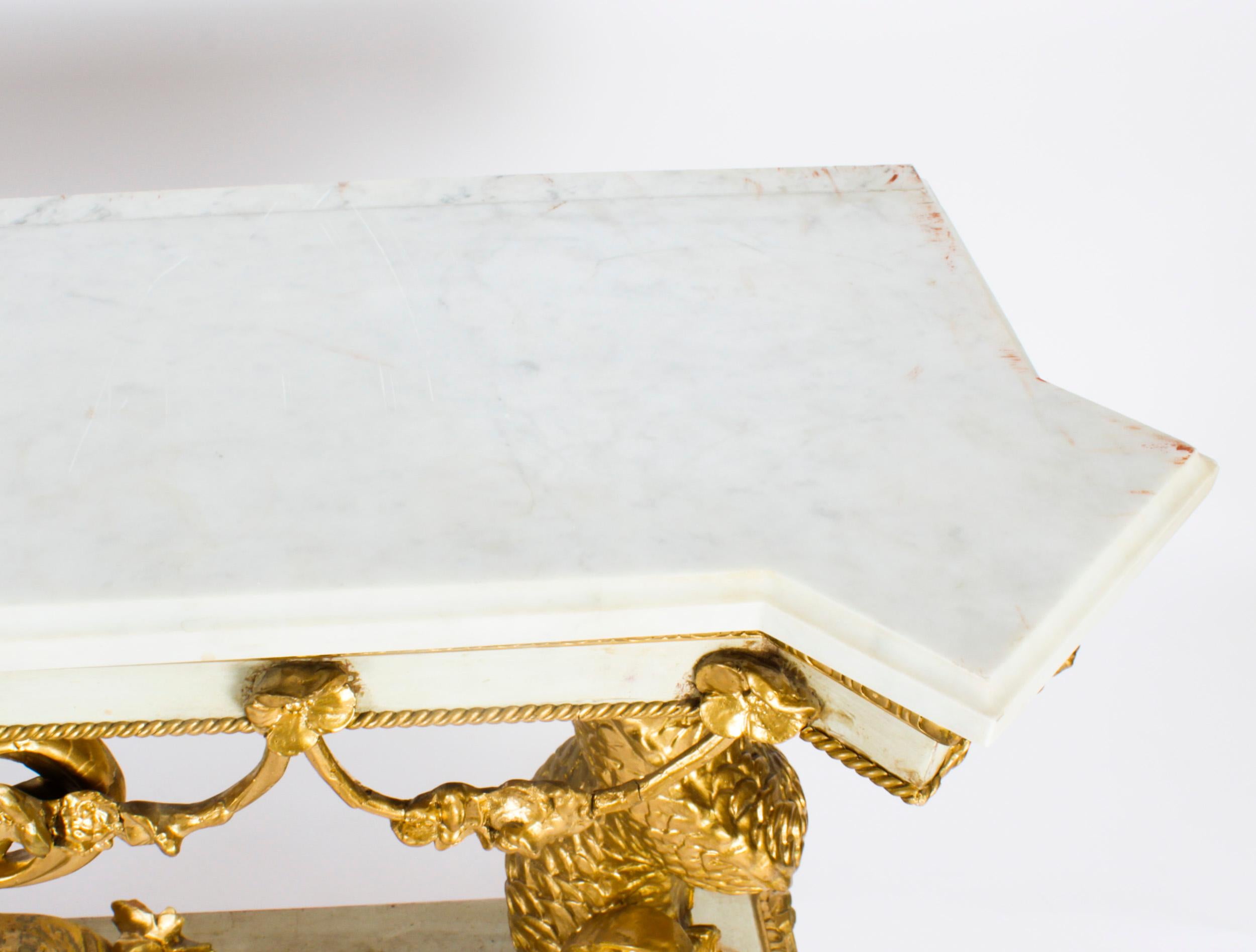 Antique Painted & Gilded Dolphins Console Pier Table 19th Century In Good Condition In London, GB