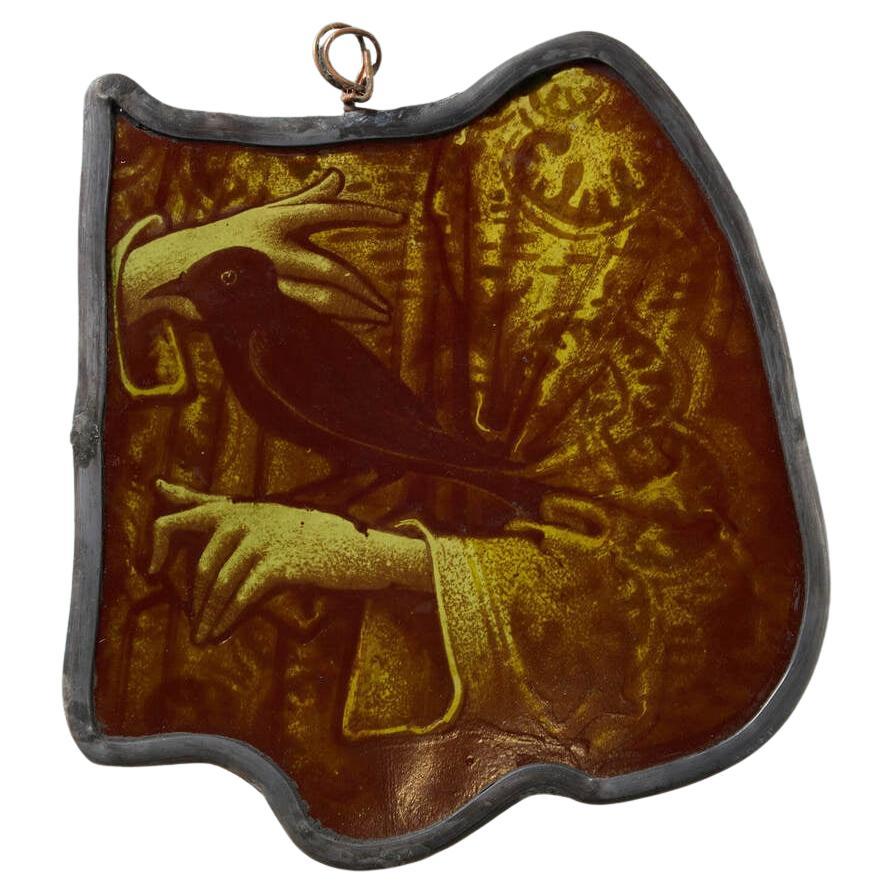 Antiguo panel de cristal pintado para colgar de un torso en venta