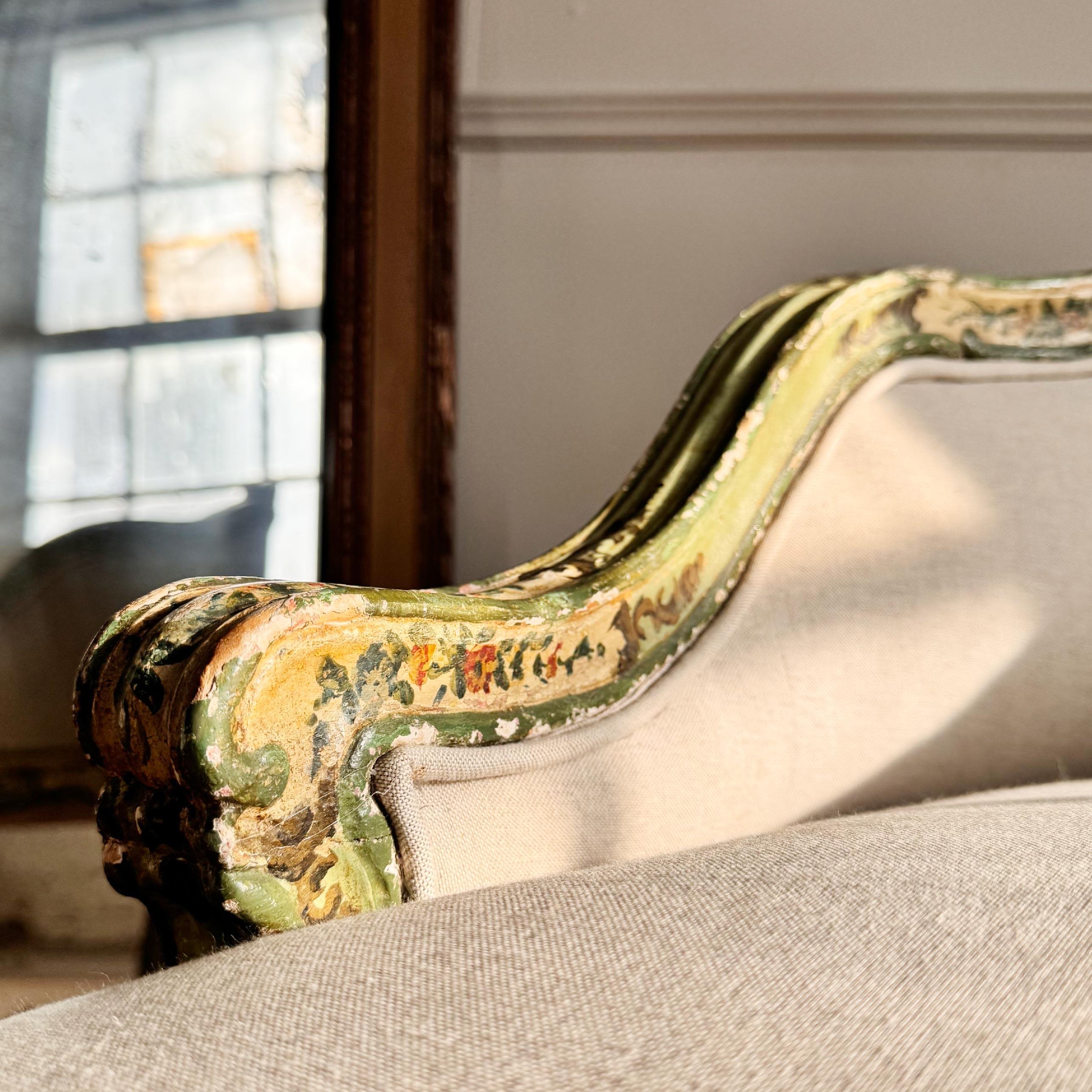 Silla veneciana antigua pintada de verde Circa 1820 en venta 7