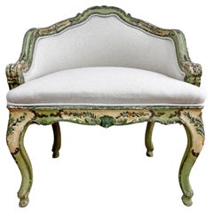 Antique Painted Green Venetian Chair Circa 1820