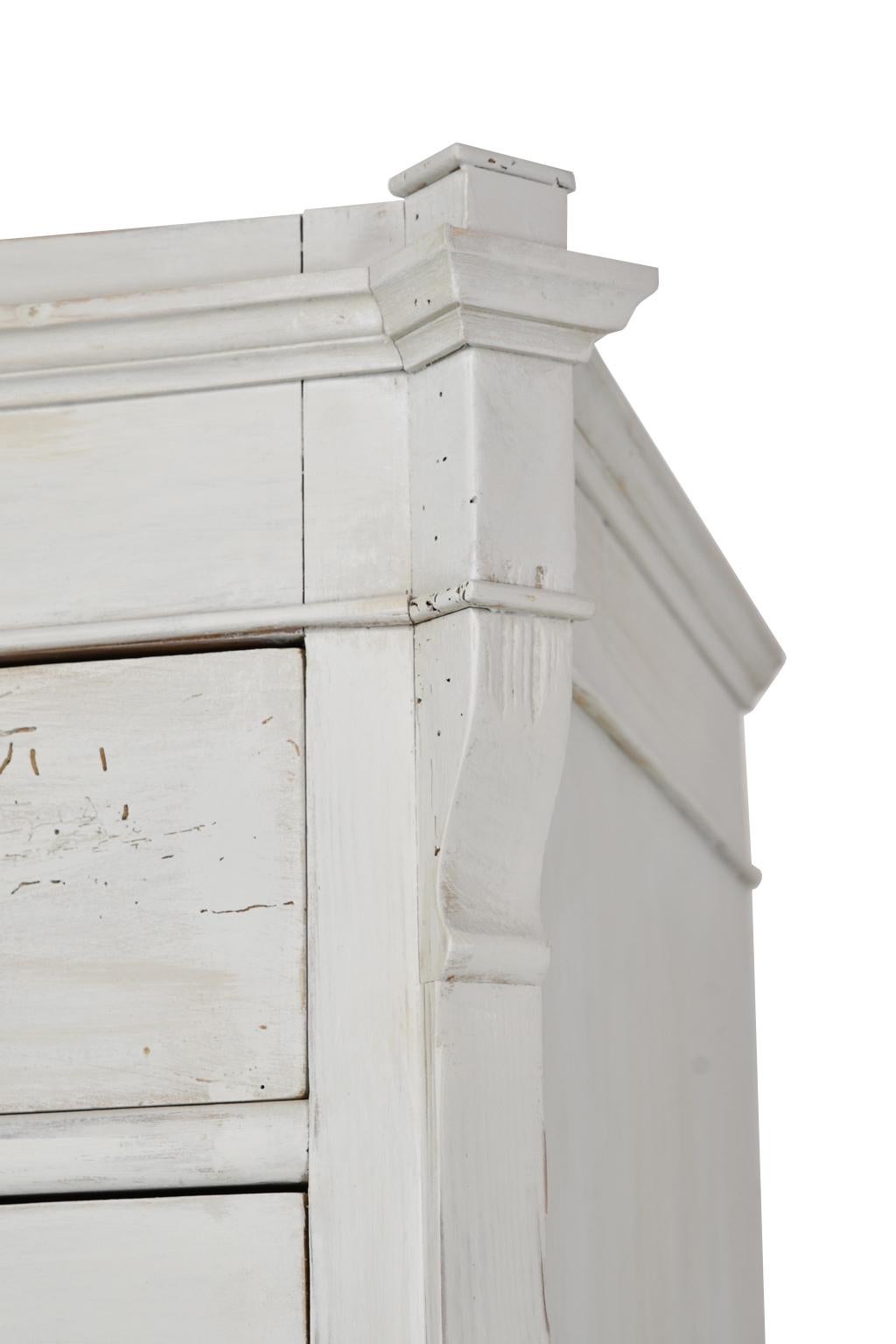 Antique Painted Gustavian Grey/White Secretary with Fall-Front & Birch Interior For Sale 4