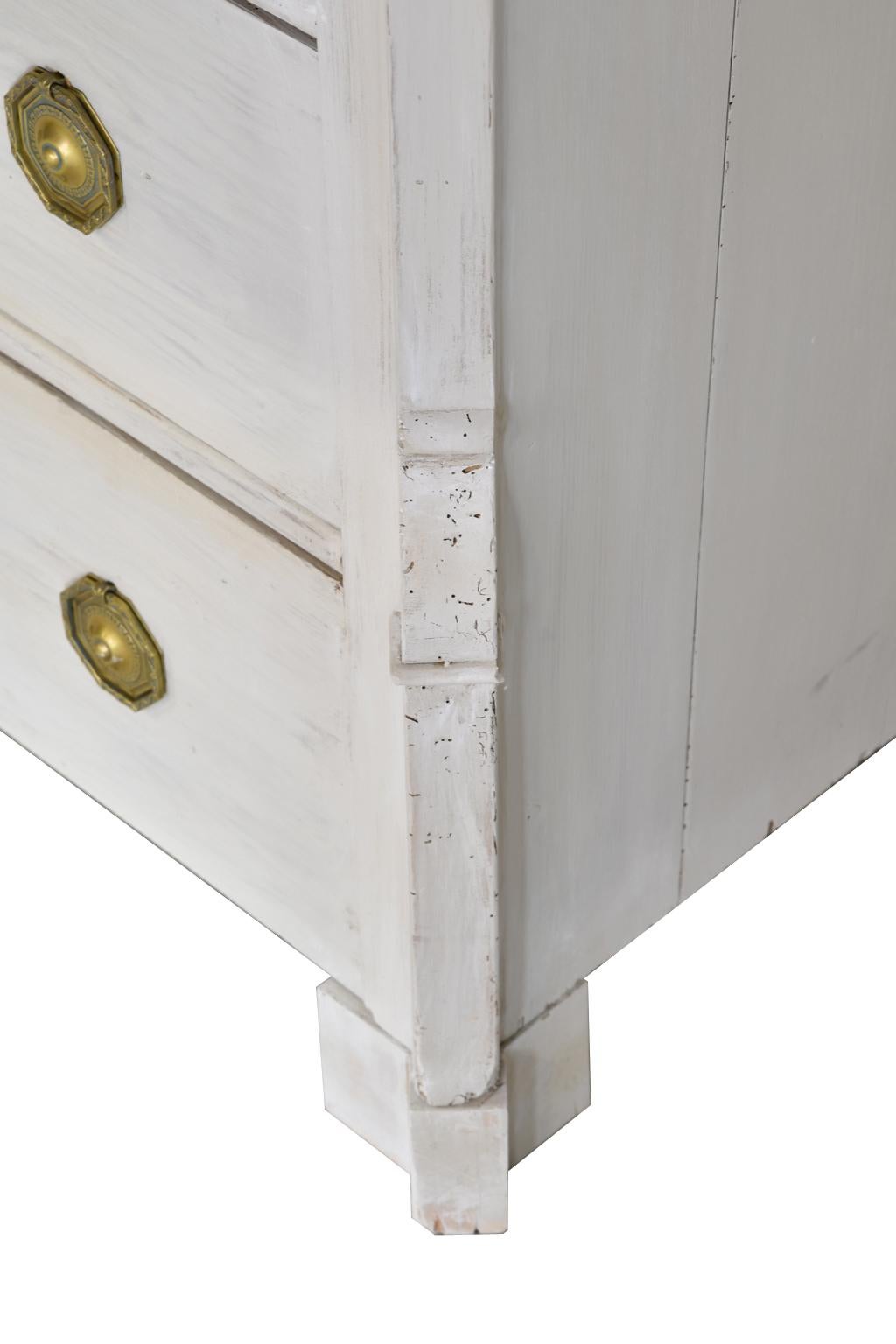 Antique Painted Gustavian Grey/White Secretary with Fall-Front & Birch Interior For Sale 6