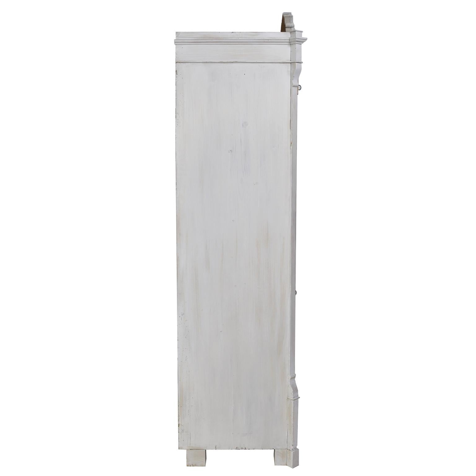 Antique Painted Gustavian Grey/White Secretary with Fall-Front & Birch Interior In Good Condition For Sale In Miami, FL