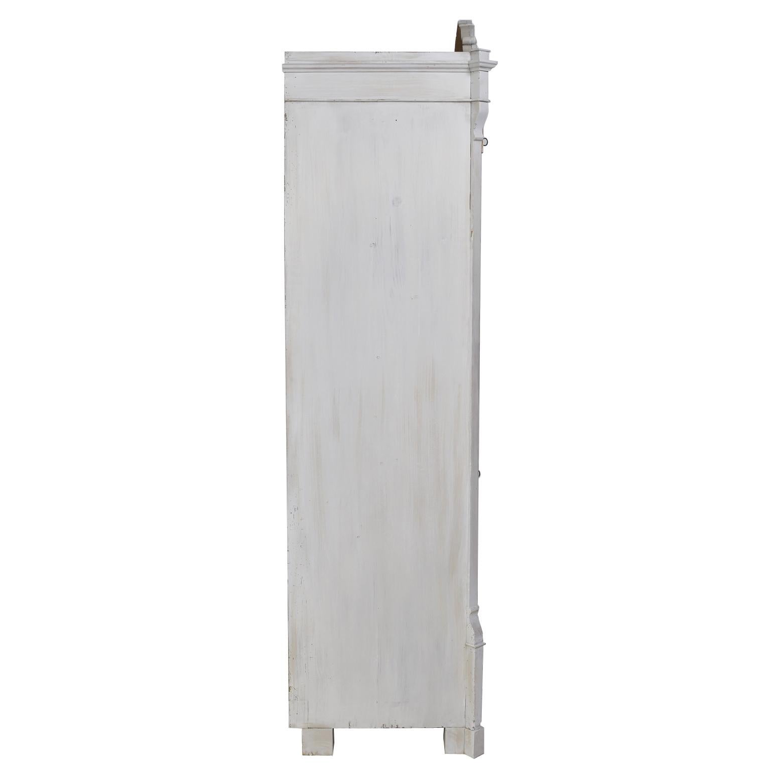 Secretaria Gustaviana Antigua Pintada Gris/Blanca con Frente de Caída e Interior de Abedul Latón en venta