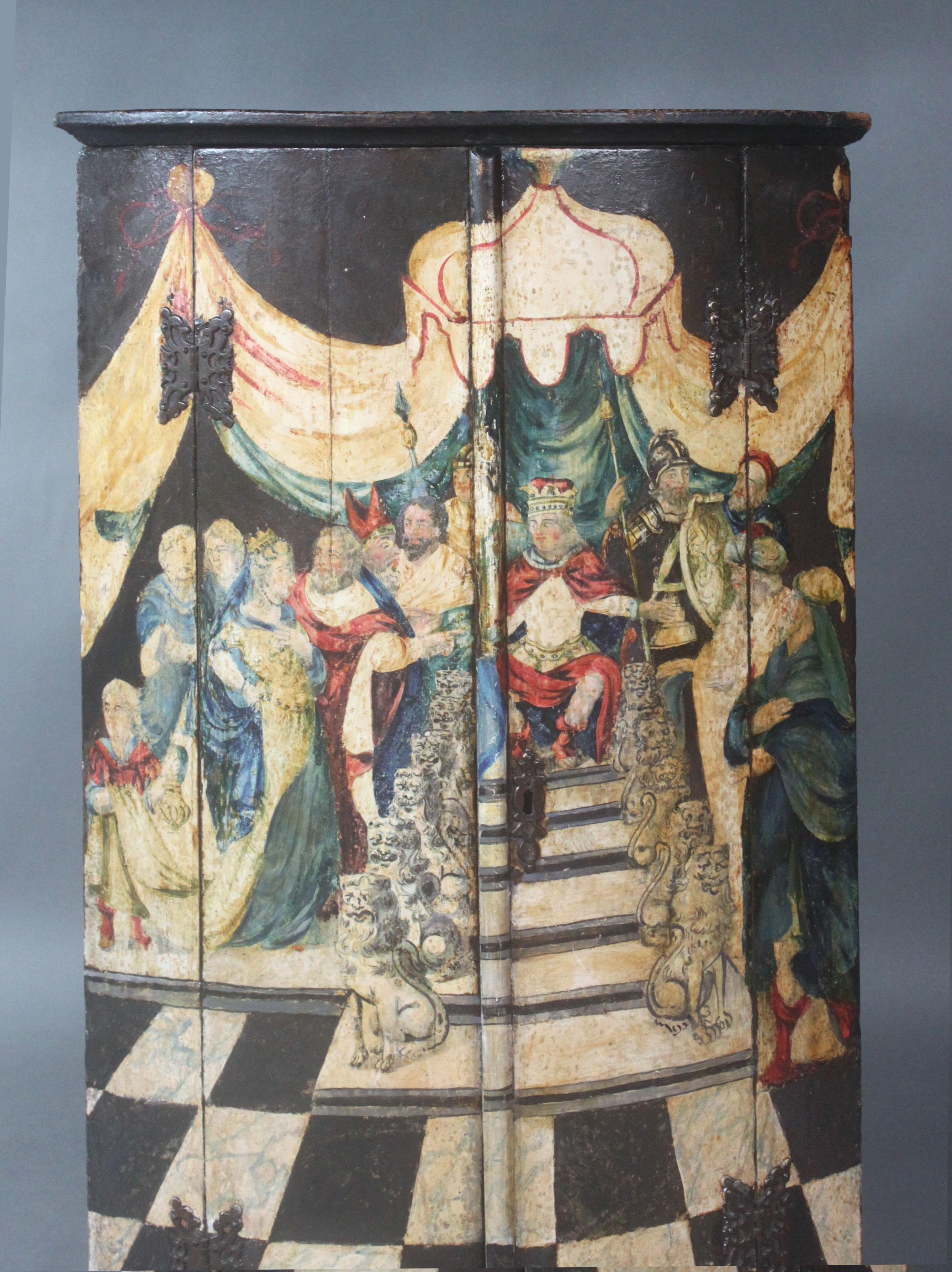Peint Antique Cupboard suspendue peinte en vente