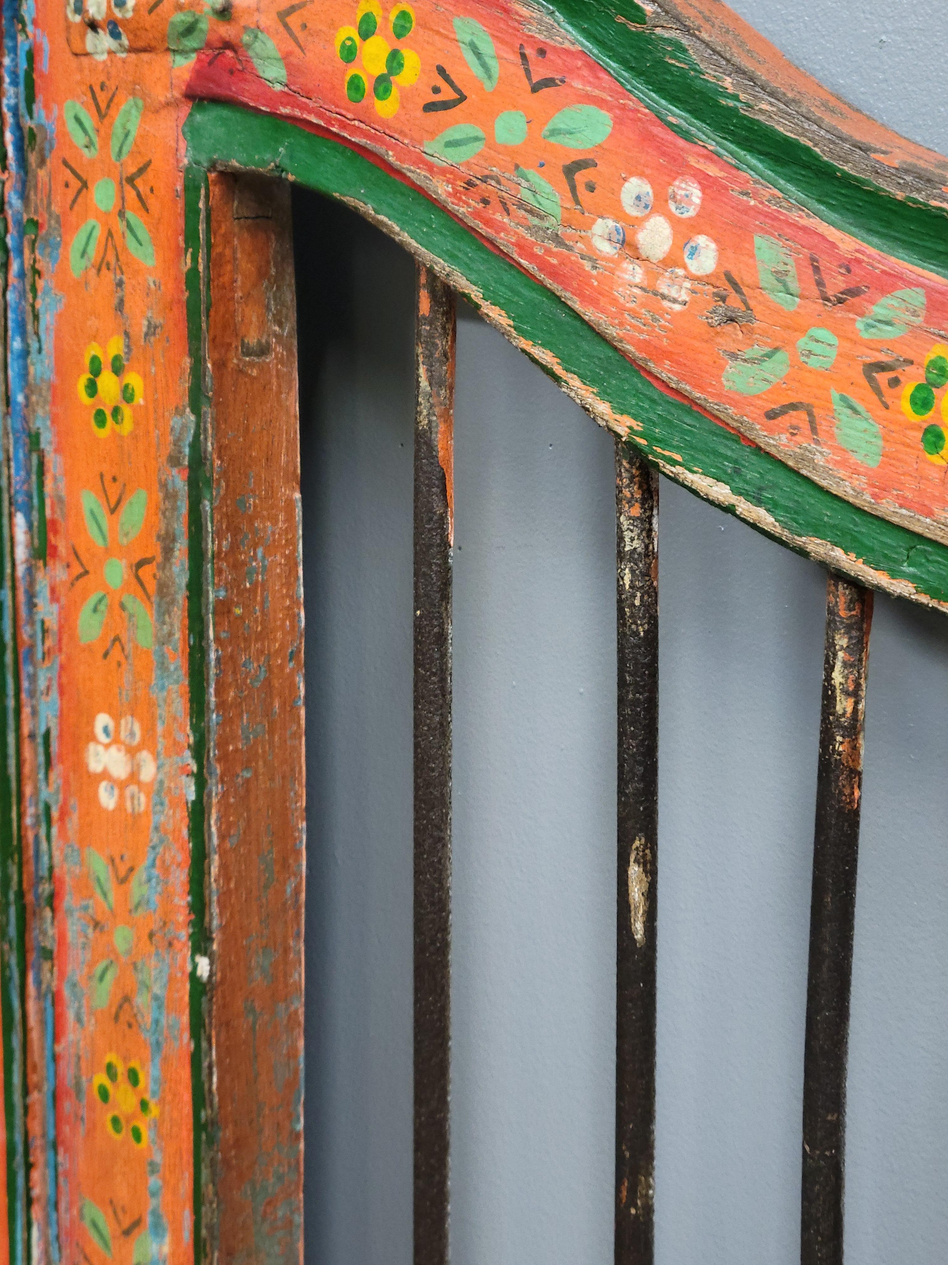 Antique Painted Indian Dog Gates Wall Hanging For Sale 4