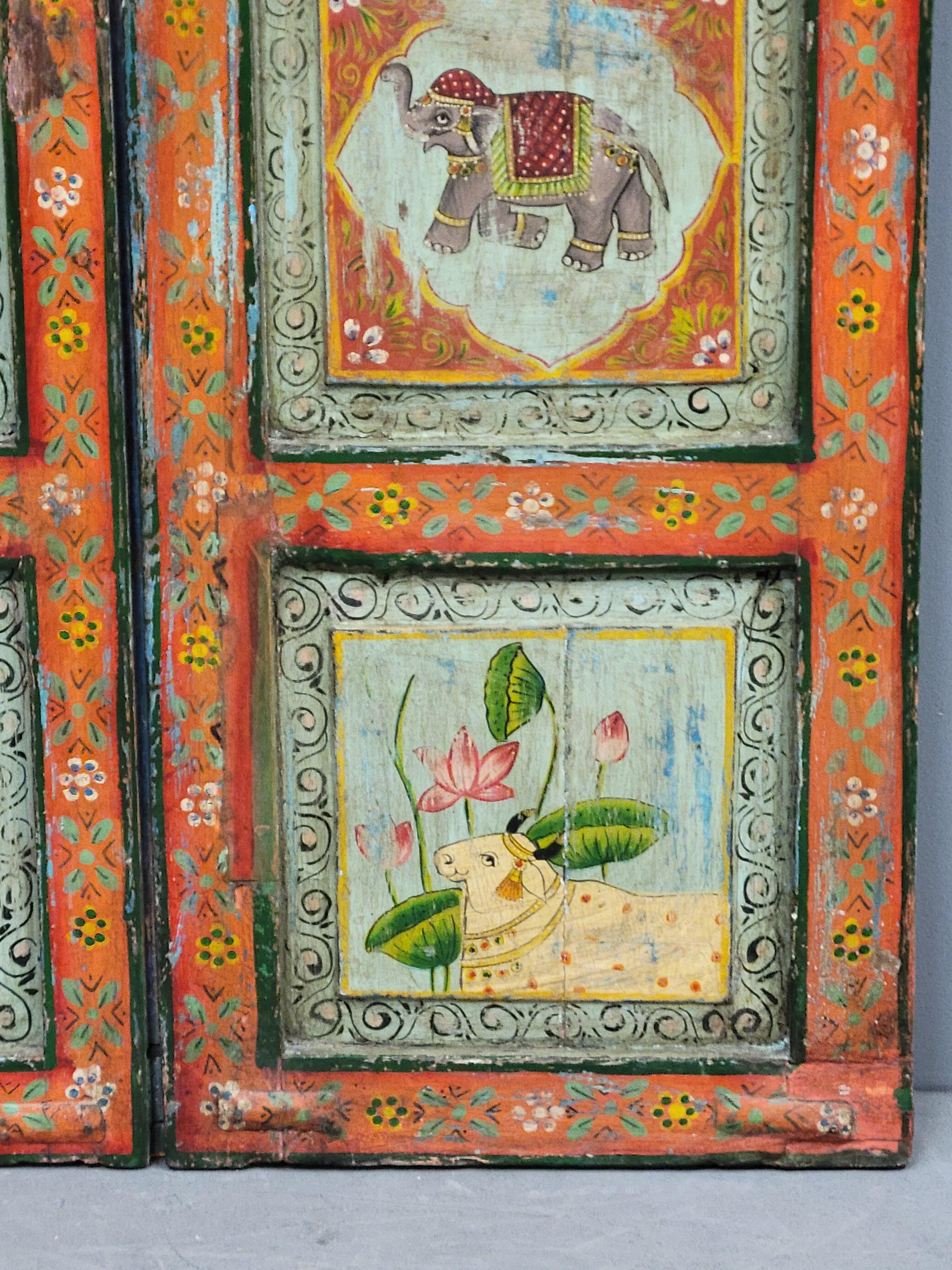 Iron Antique Painted Indian Dog Gates Wall Hanging For Sale