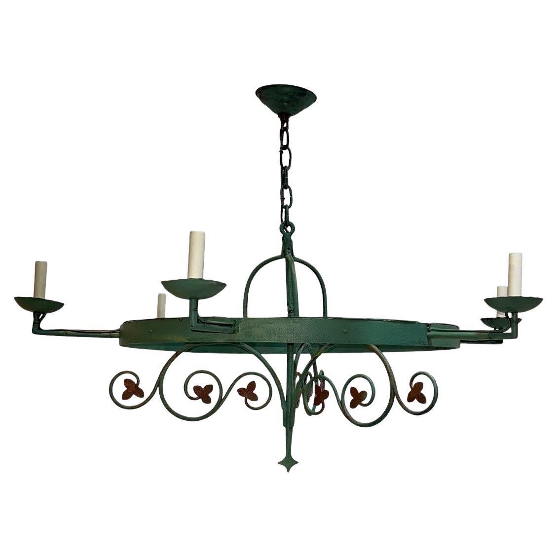 Antique Painted Iron Chandelier