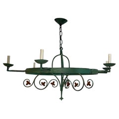 Antique Painted Iron Chandelier