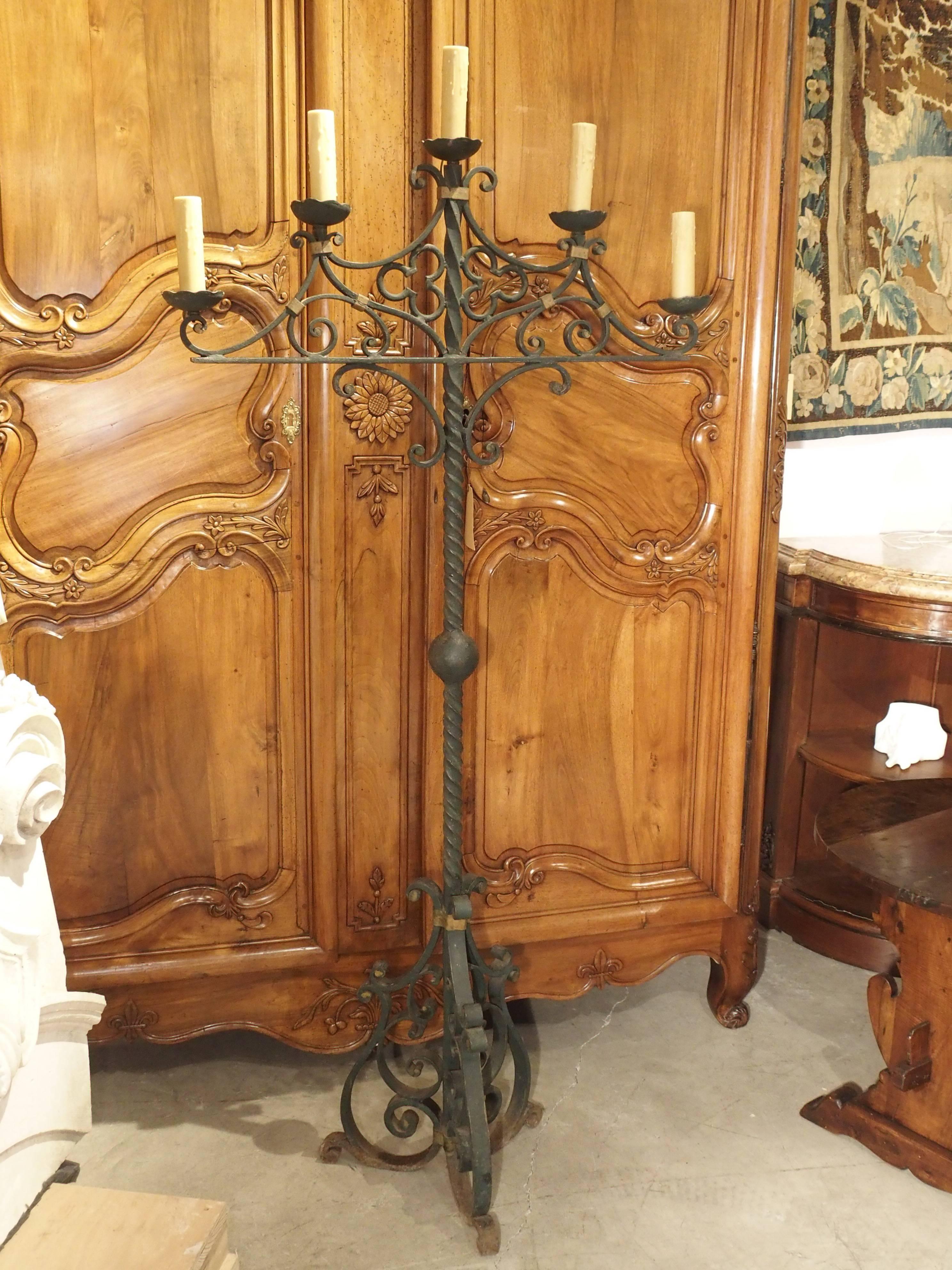 Antique Painted Iron Floor Torchere from France, Early 1900s For Sale 1
