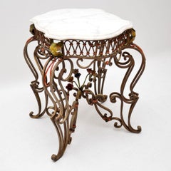 Antique Painted Iron Marble-Top Table