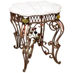 Antique Painted Iron Marble-Top Table