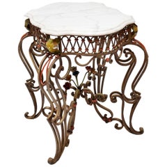 Used Painted Iron Marble-Top Table