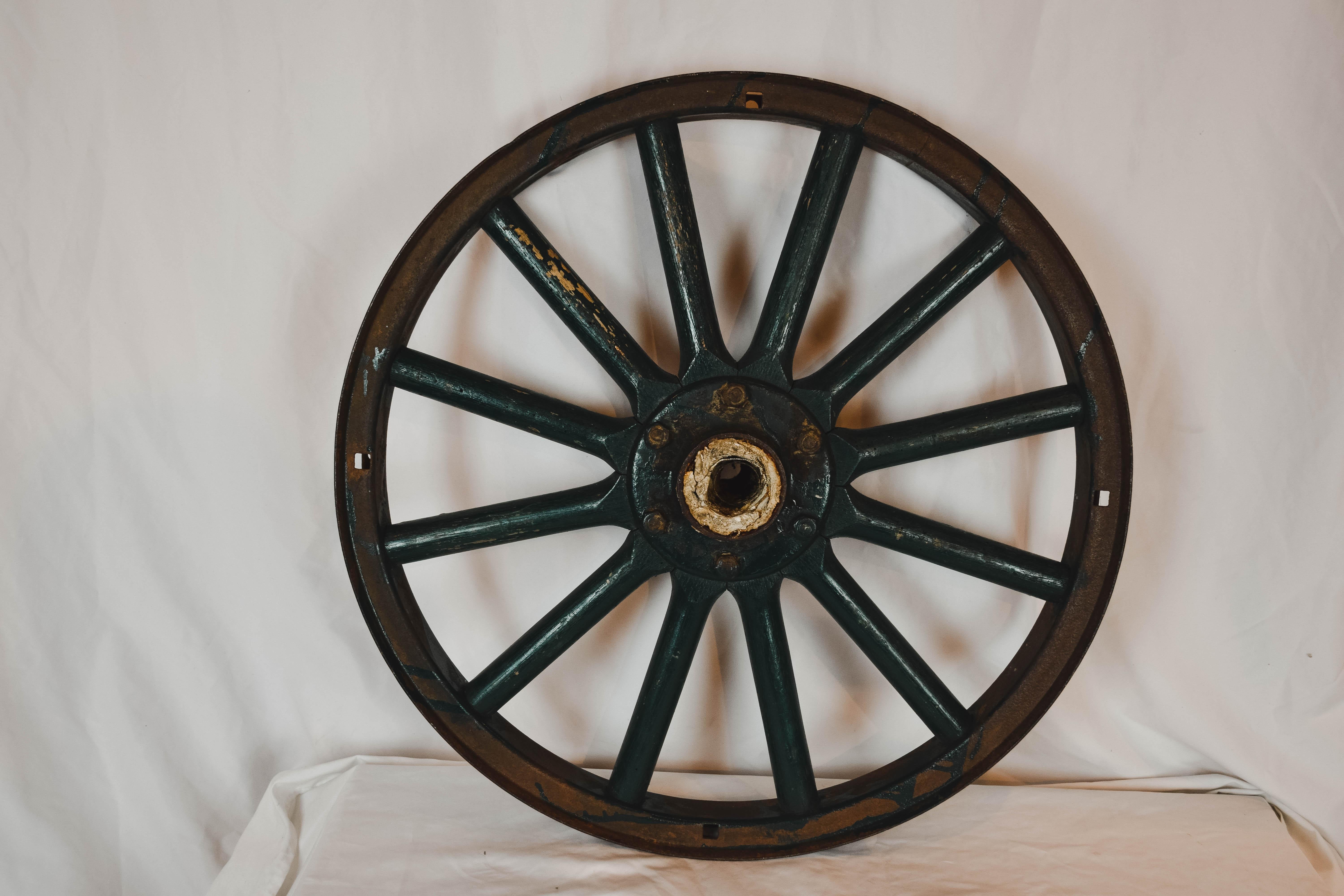 Antique Painted Iron Wheel 5