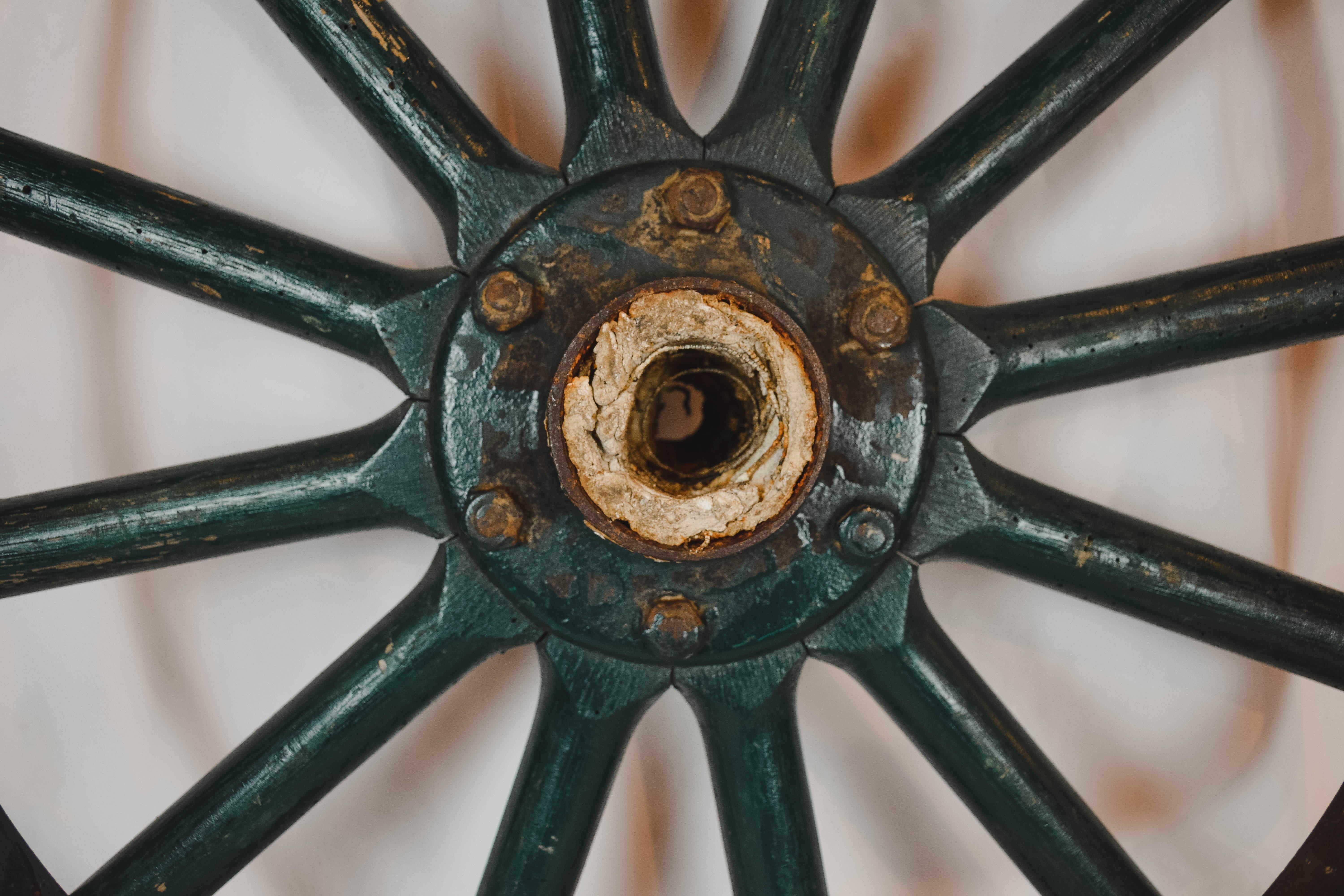 Antique Painted Iron Wheel 6