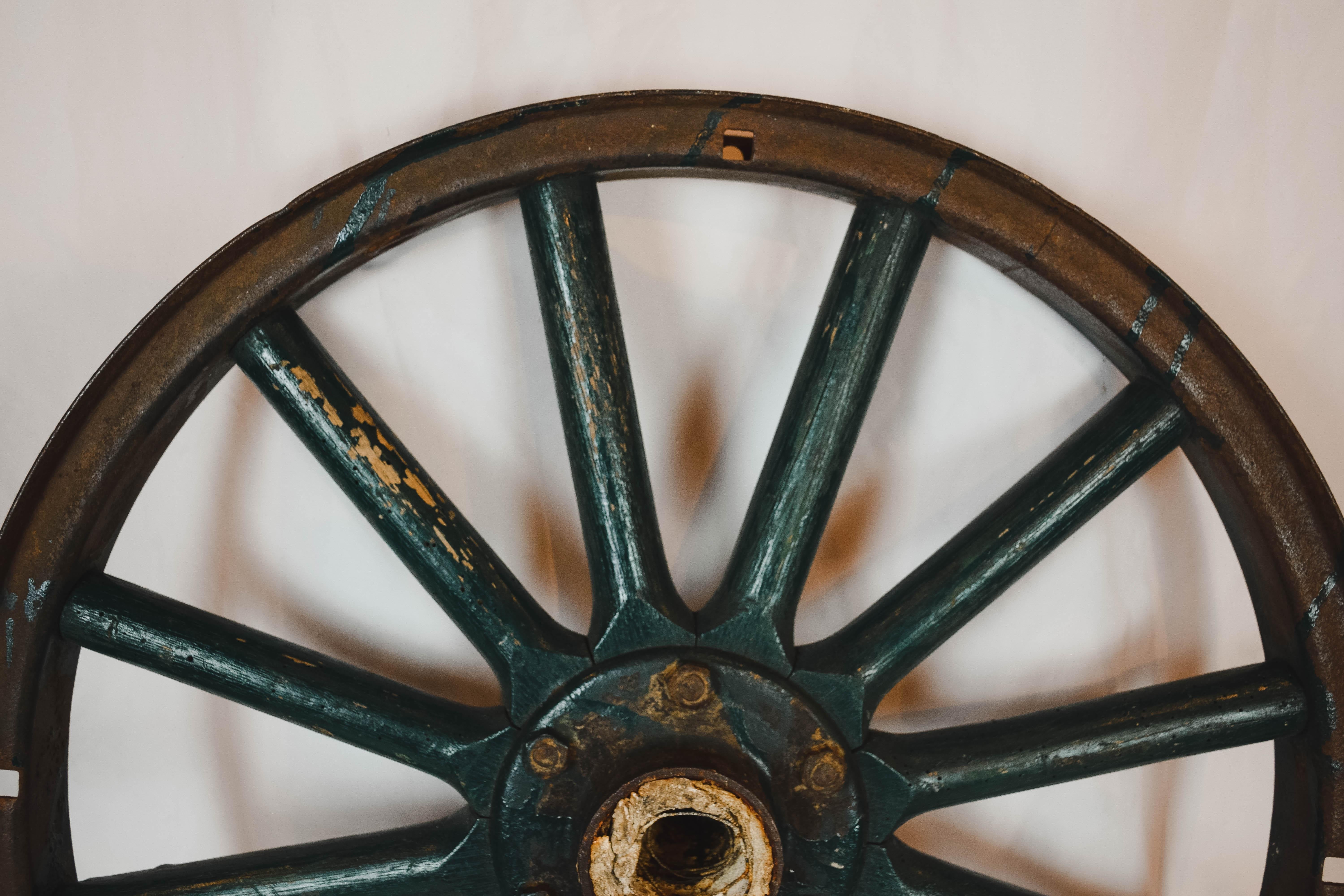 Antique Painted Iron Wheel 7