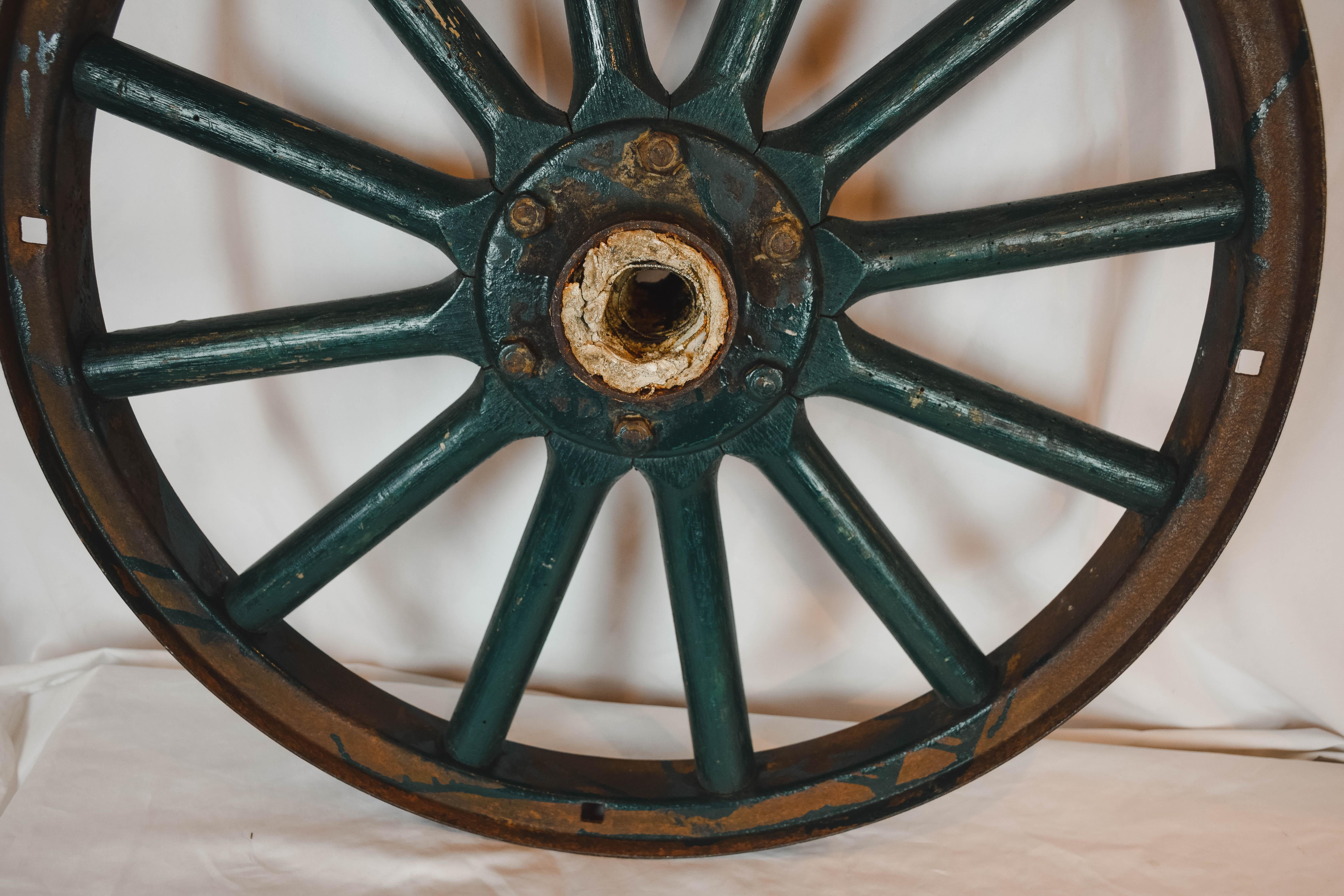 Antique Painted Iron Wheel 8