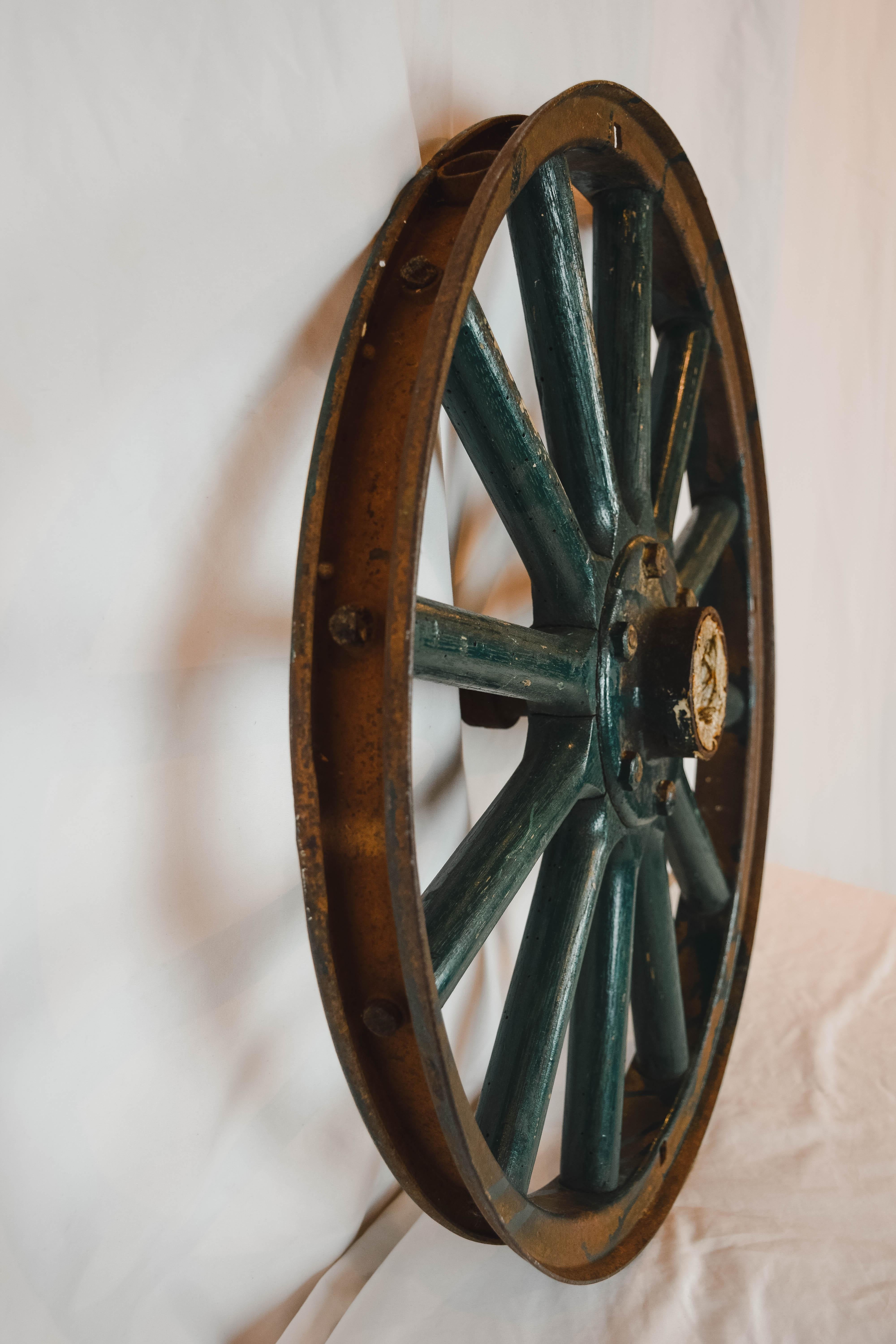 Antique Painted Iron Wheel 10