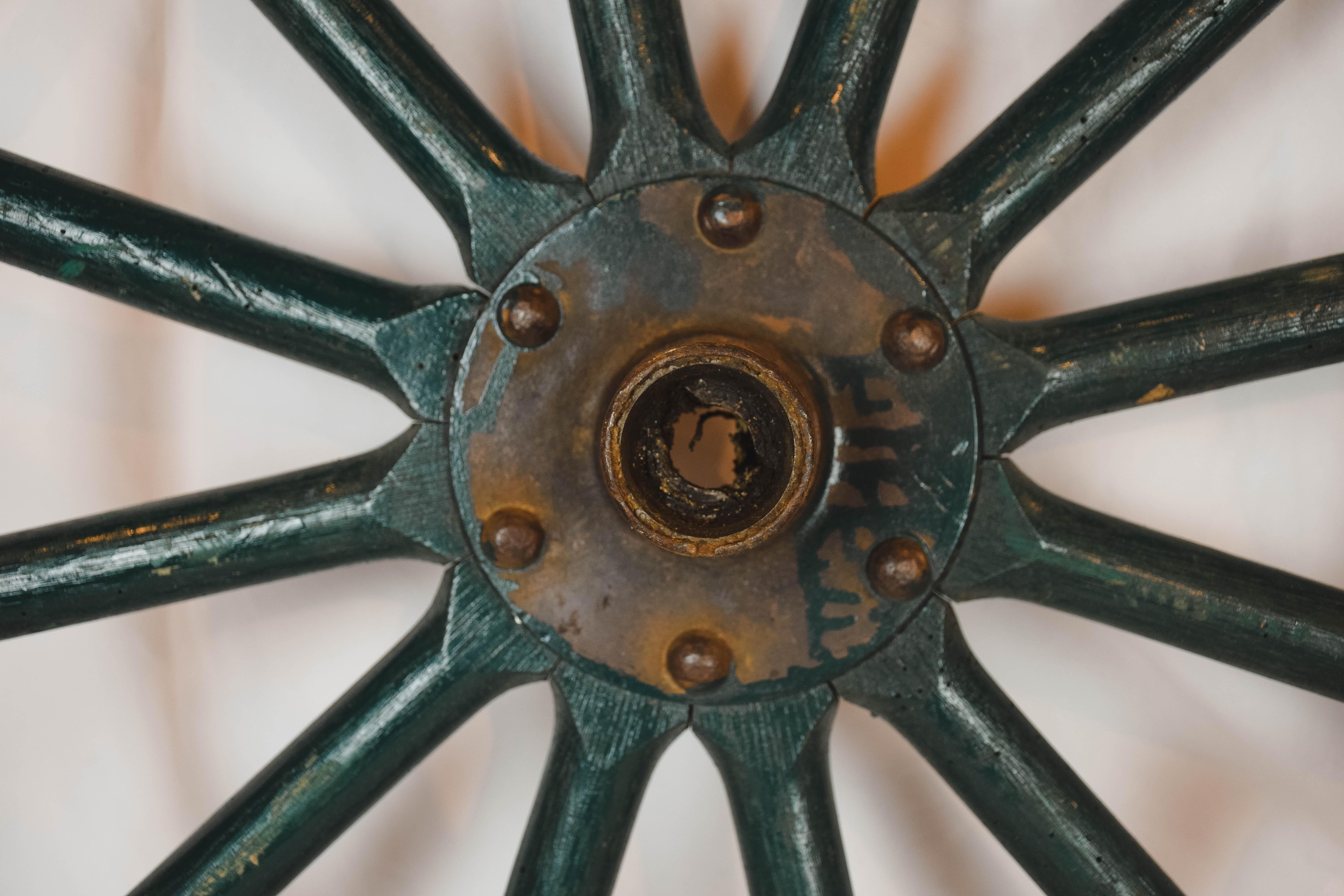 French Antique Painted Iron Wheel