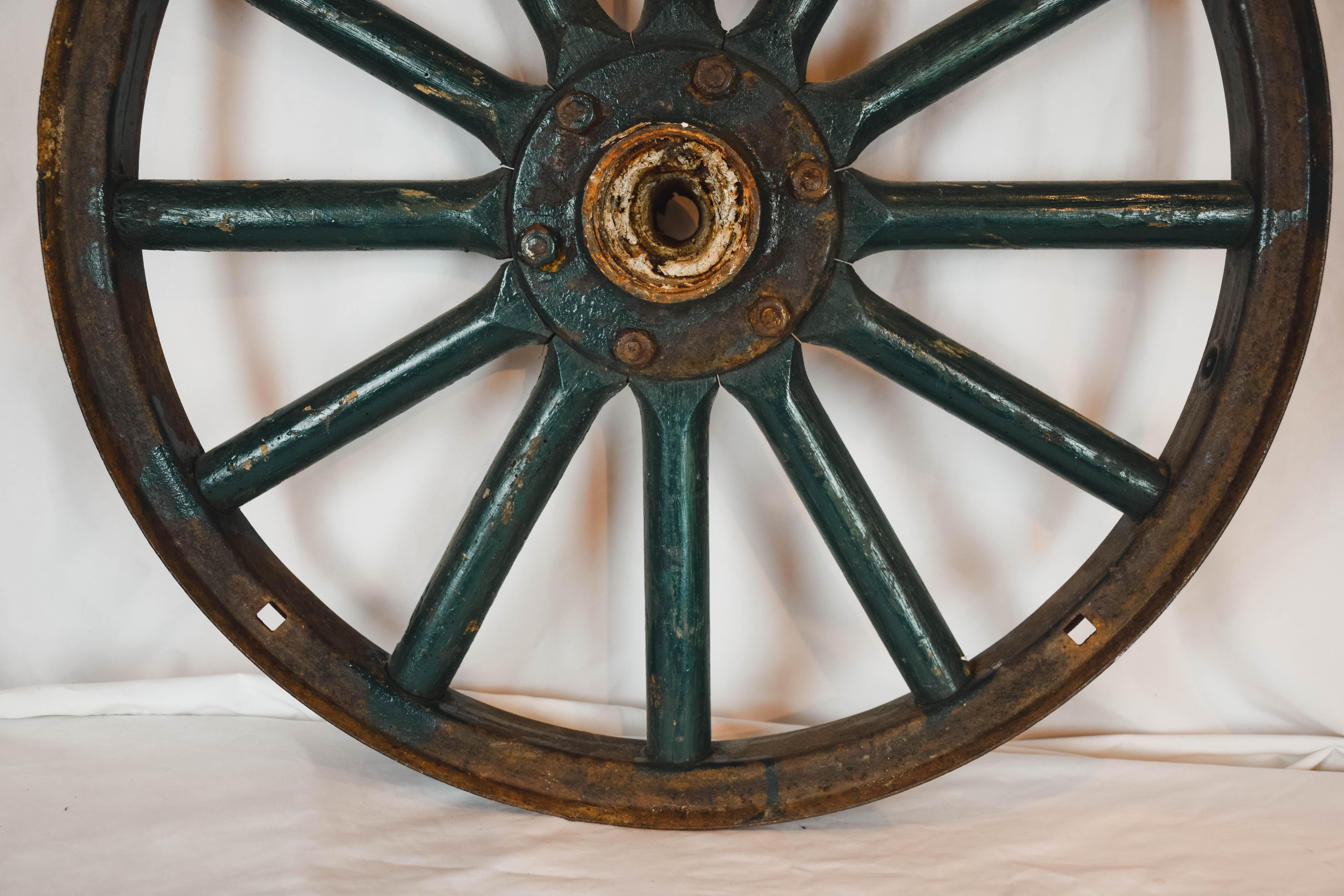 French Antique Painted Iron Wheel