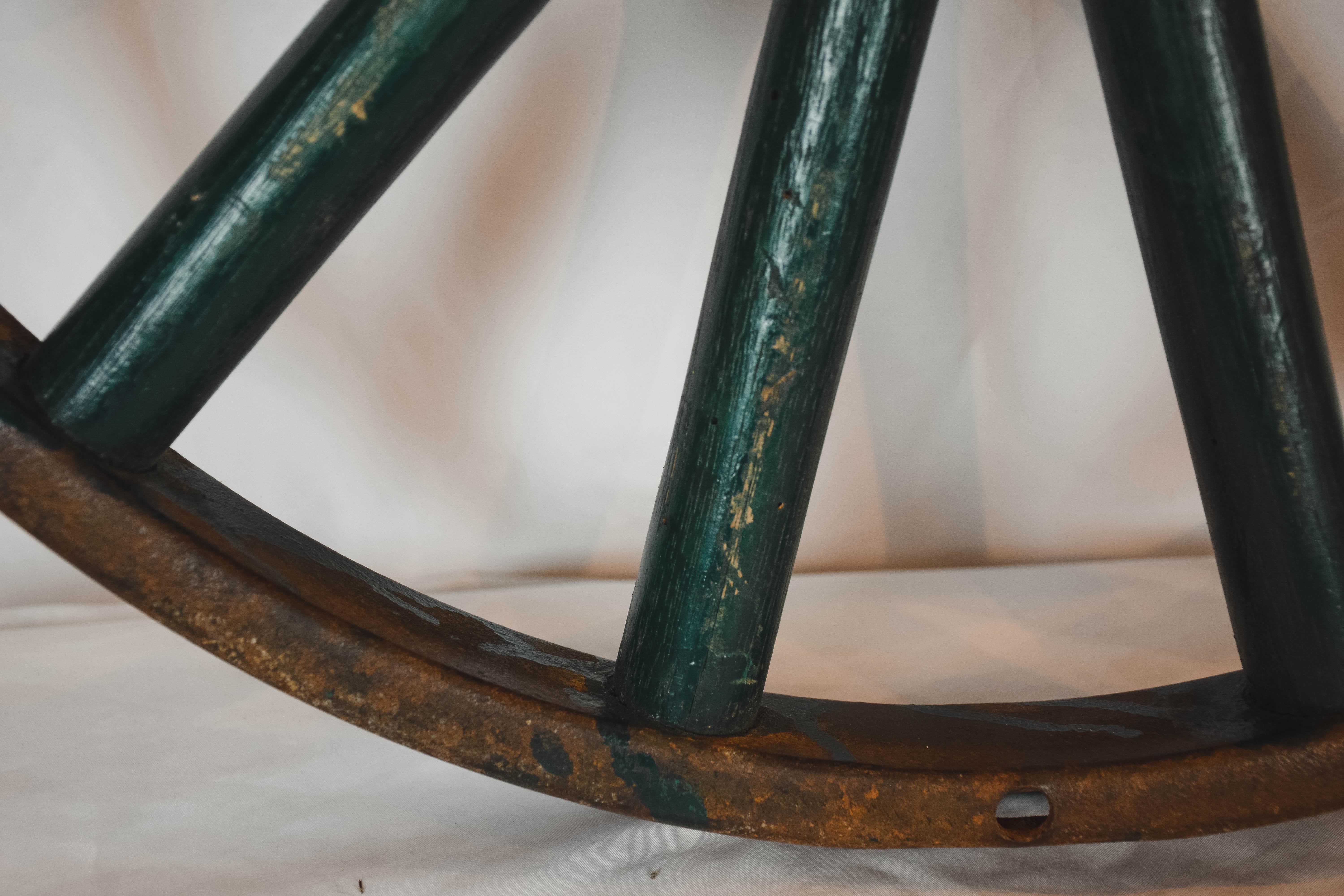 Antique Painted Iron Wheel In Good Condition In Houston, TX