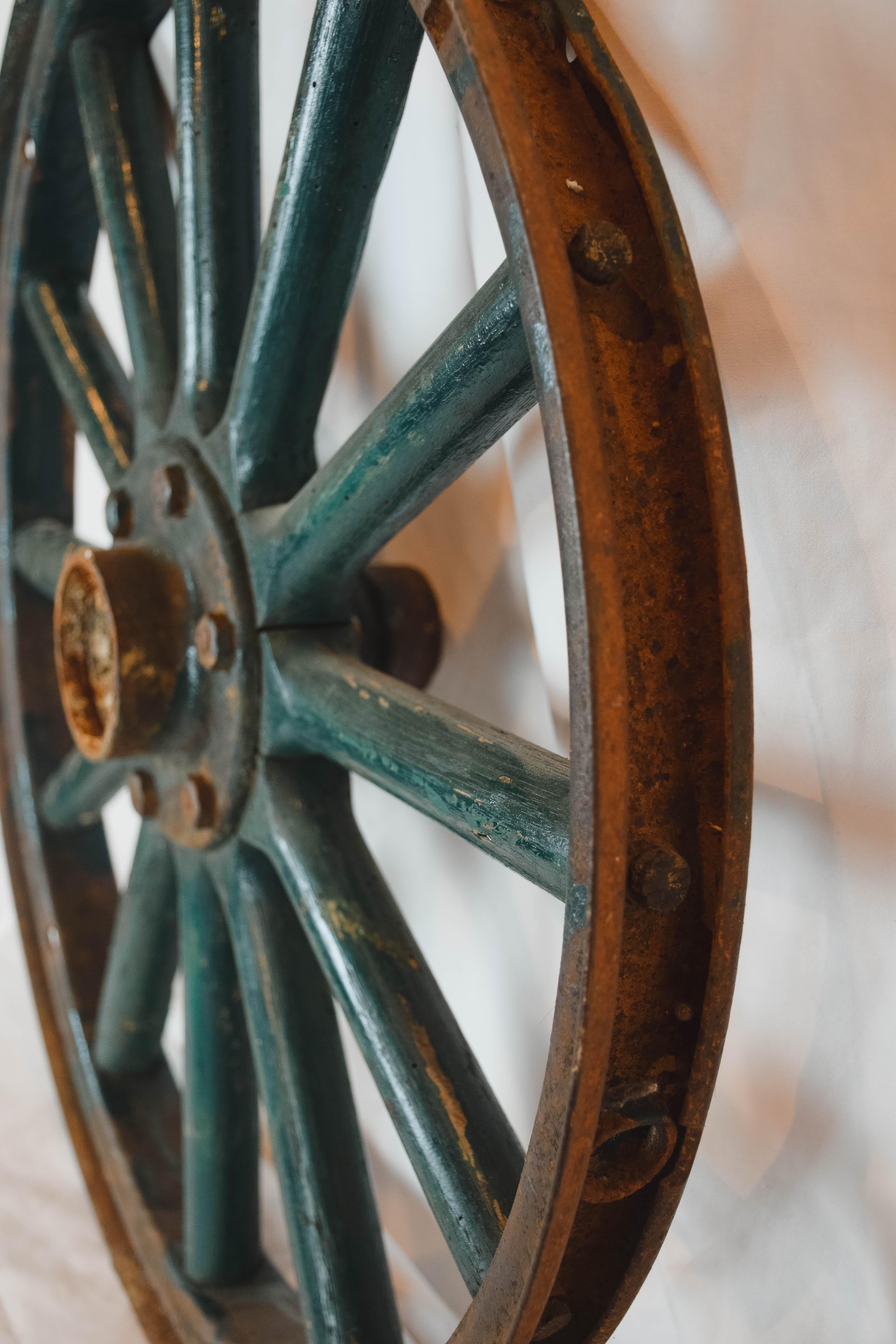 20th Century Antique Painted Iron Wheel