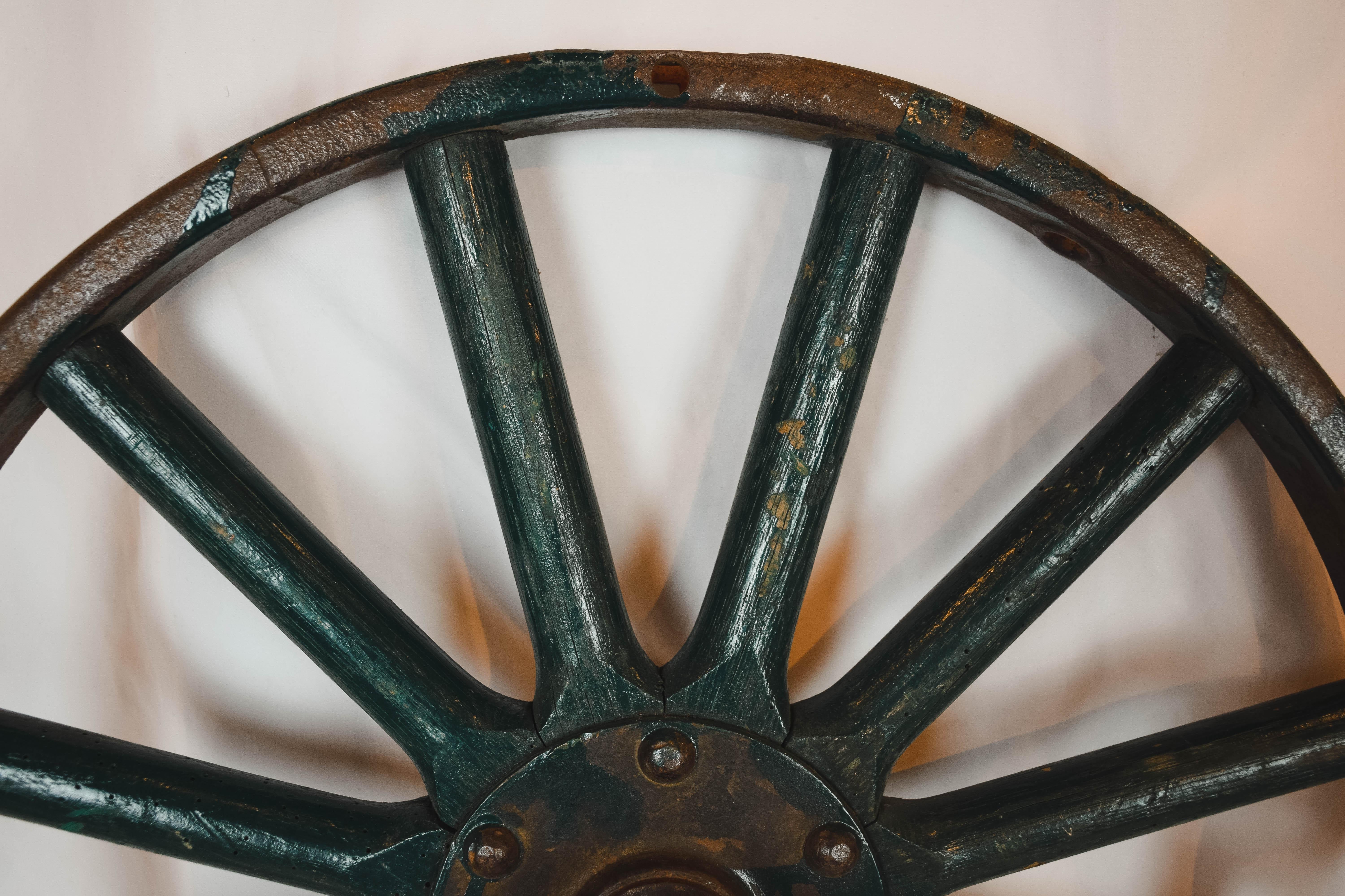 Antique Painted Iron Wheel 1