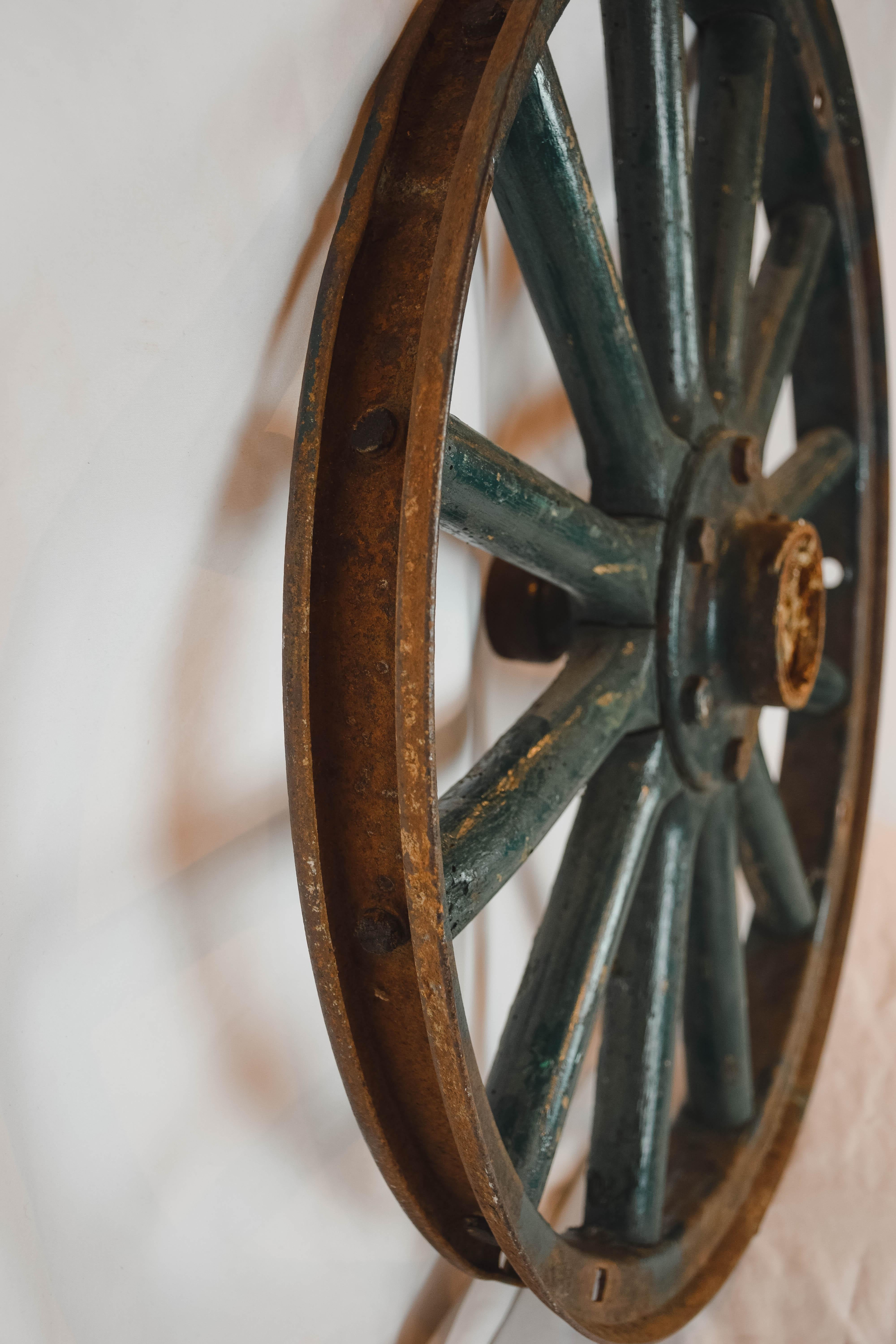 Antique Painted Iron Wheel 1