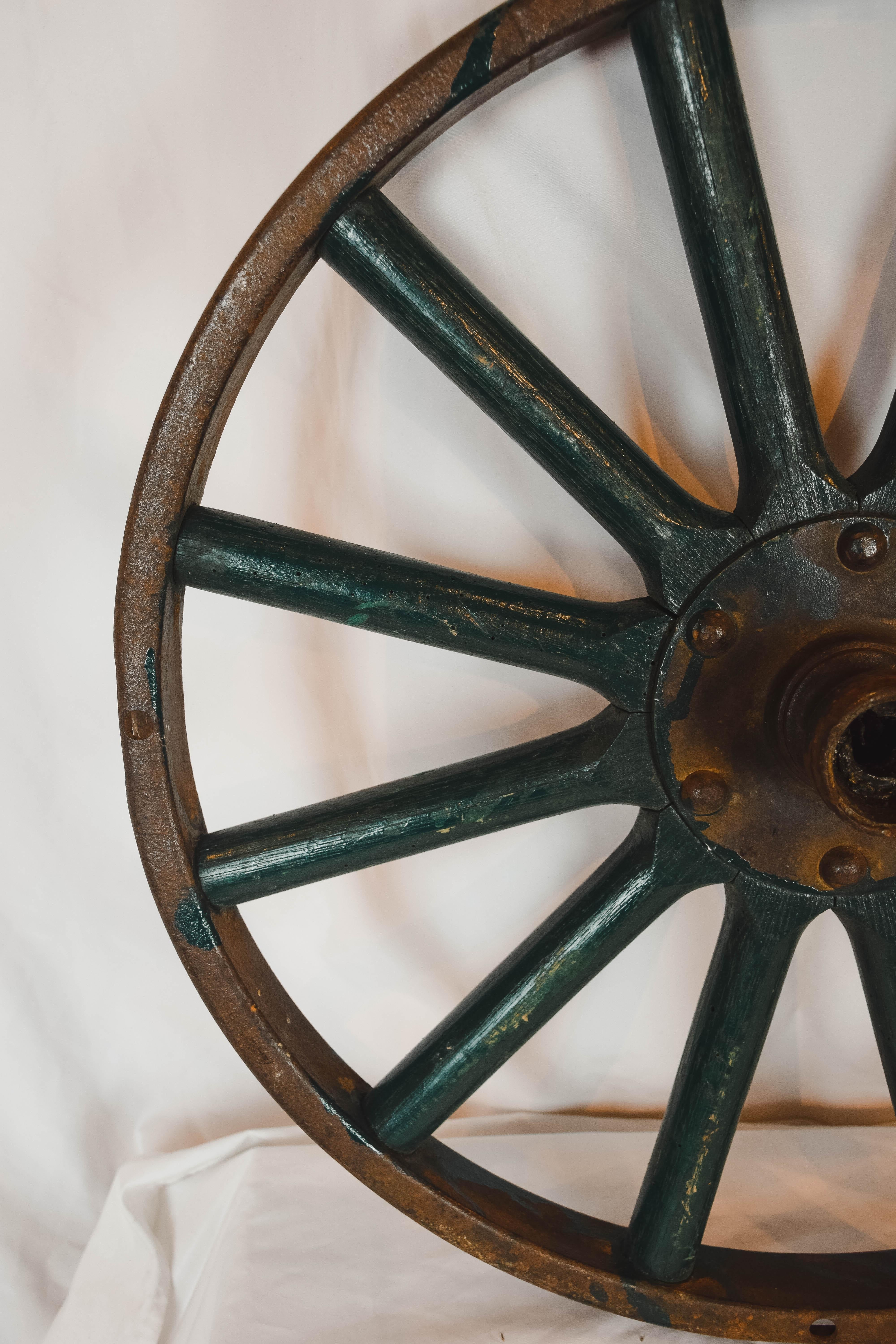 Antique Painted Iron Wheel 2