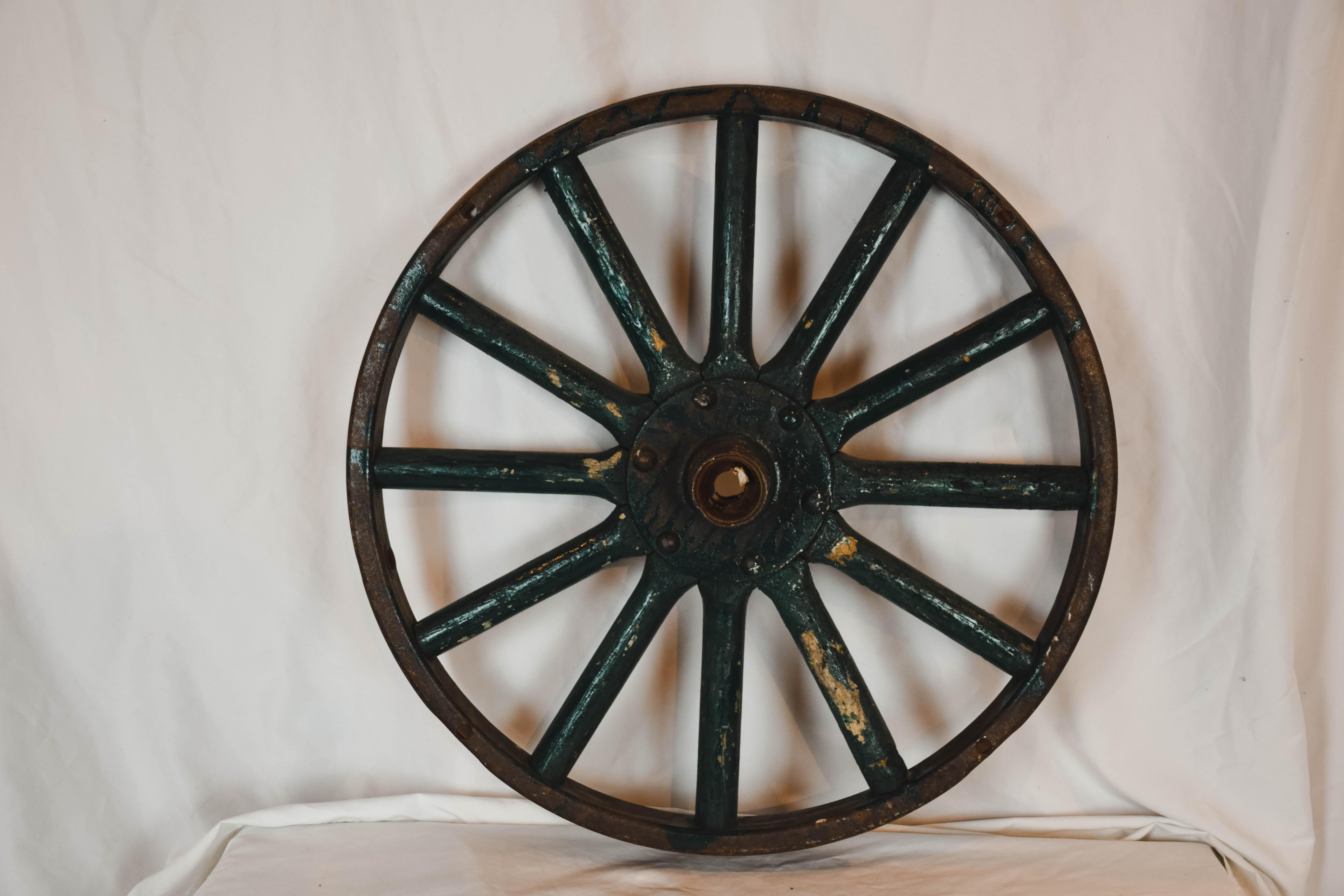 Antique Painted Iron Wheel 2