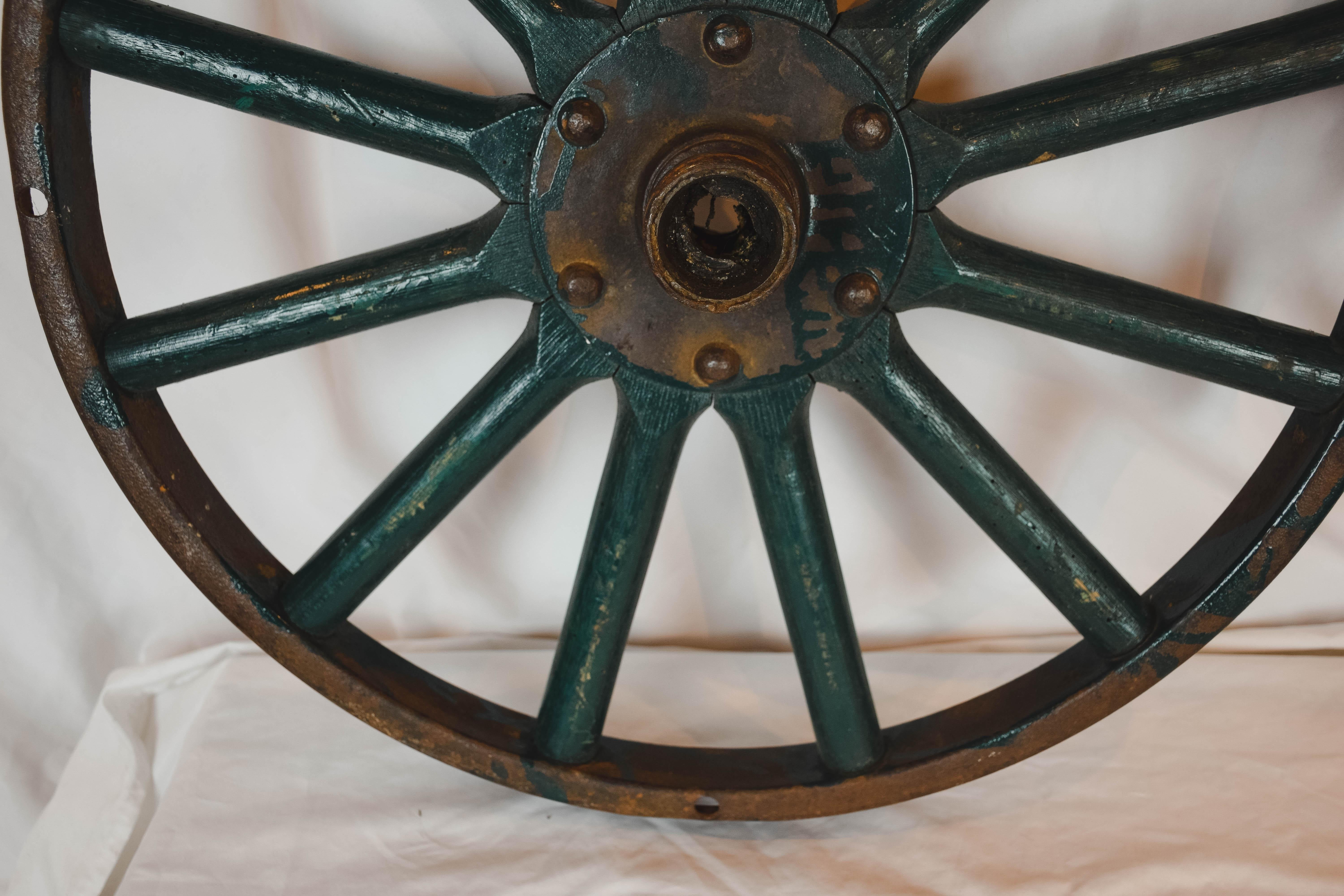 Antique Painted Iron Wheel 3