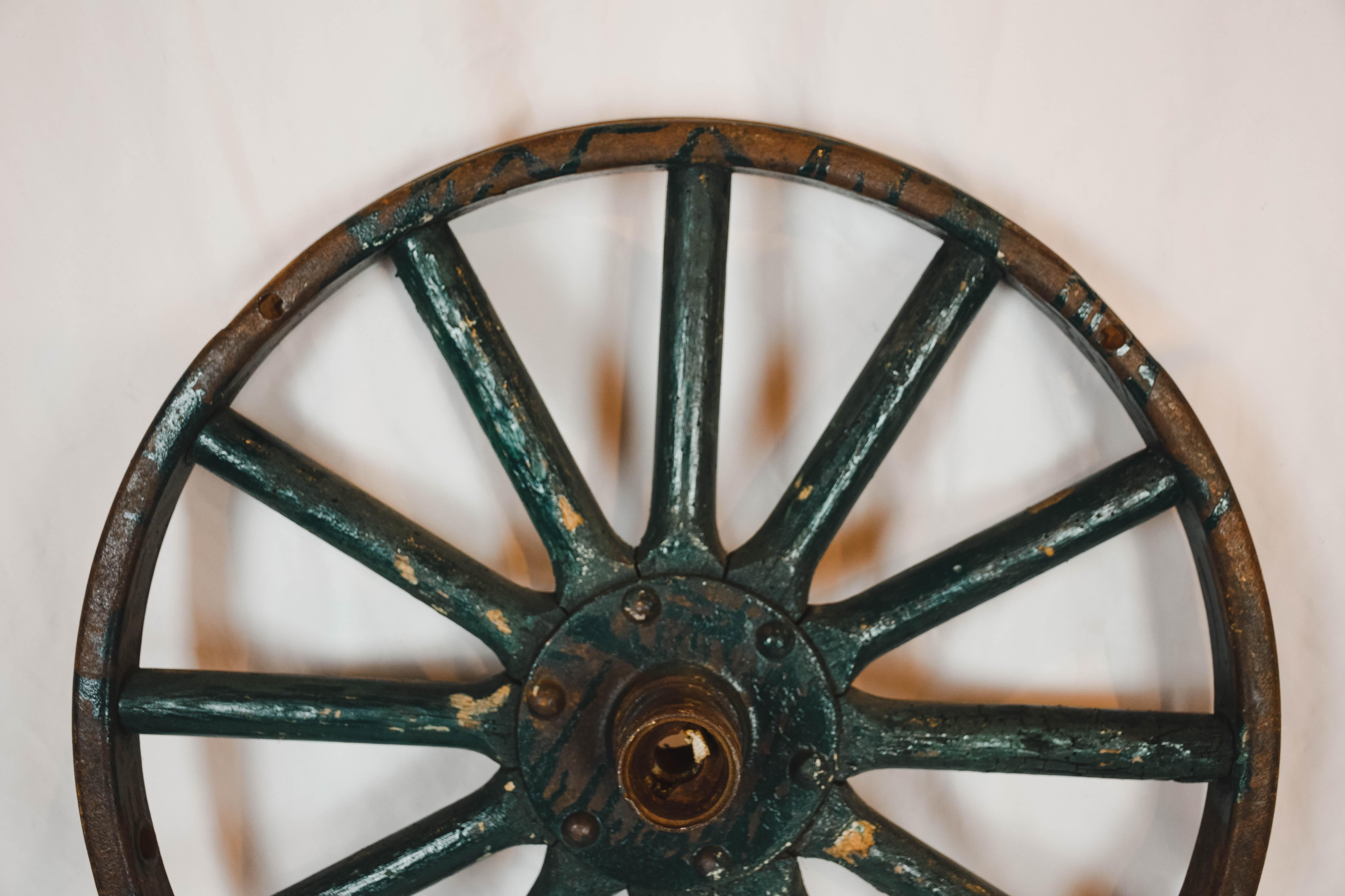 Antique Painted Iron Wheel 3
