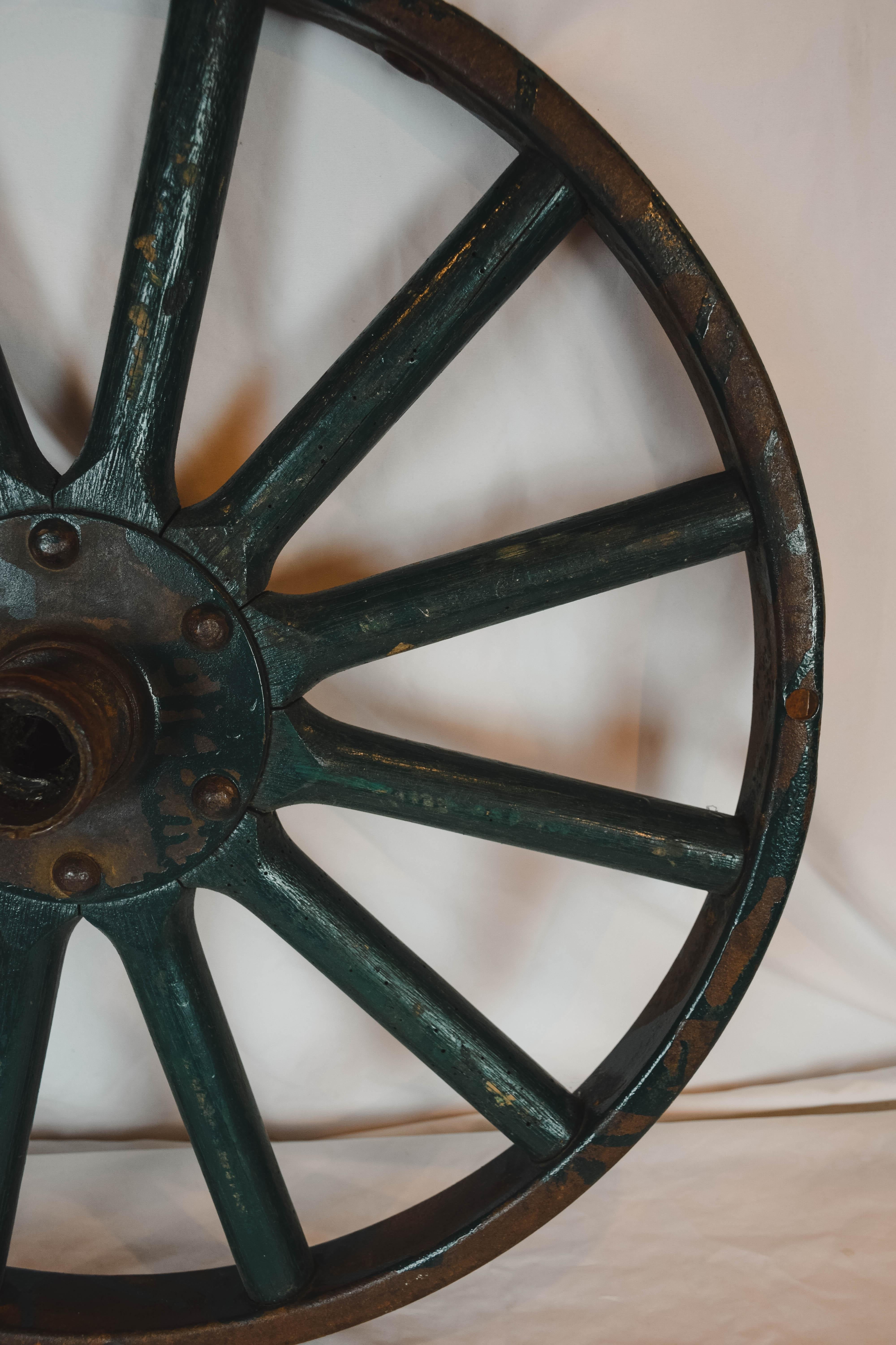Antique Painted Iron Wheel 4