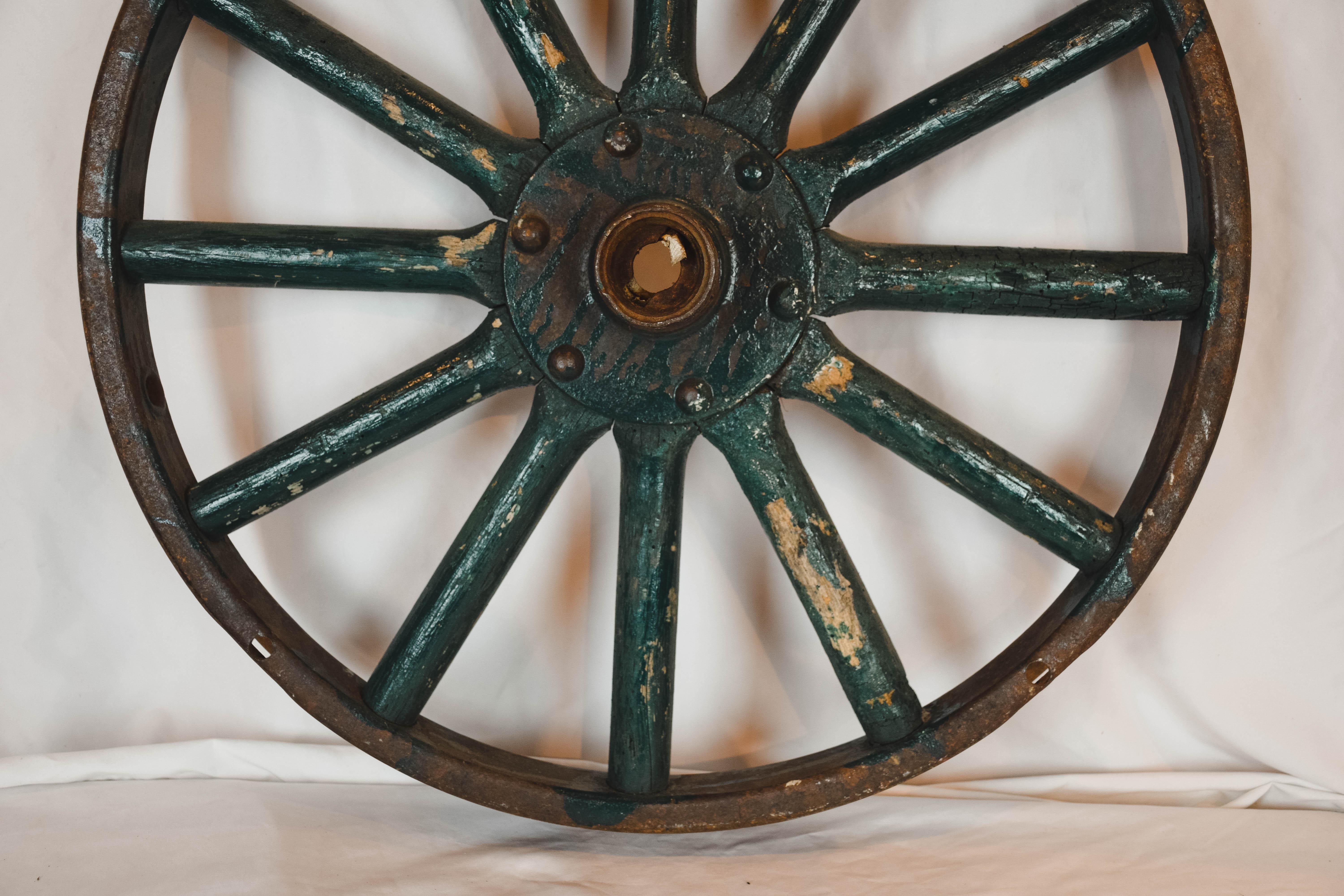 Antique Painted Iron Wheel 4