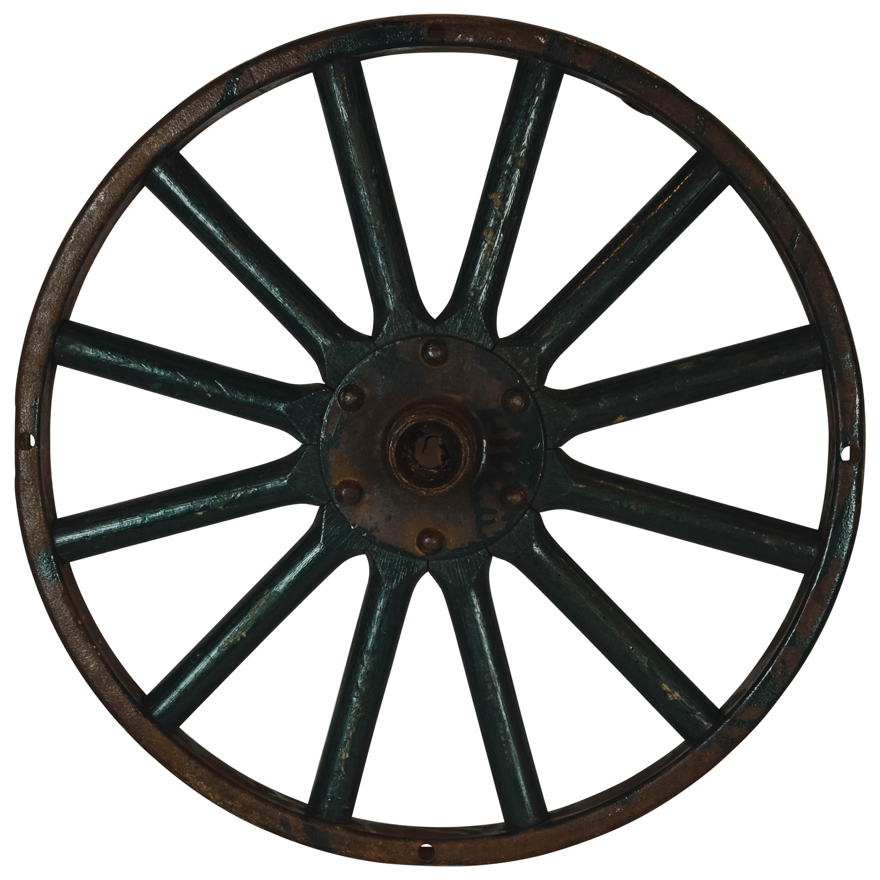 Antique Painted Iron Wheel