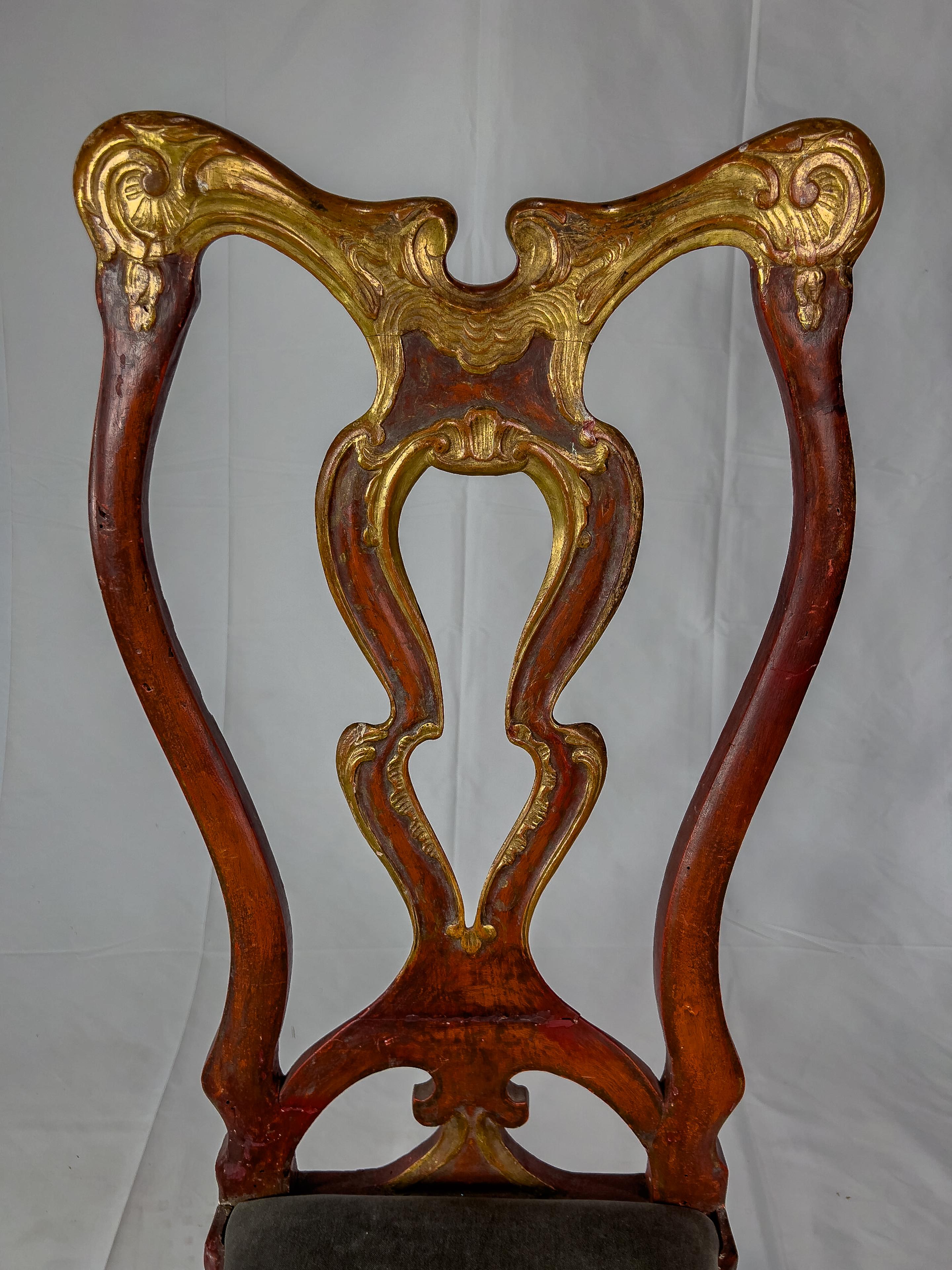 Gilt Antique Painted Italian Side Chairs For Sale